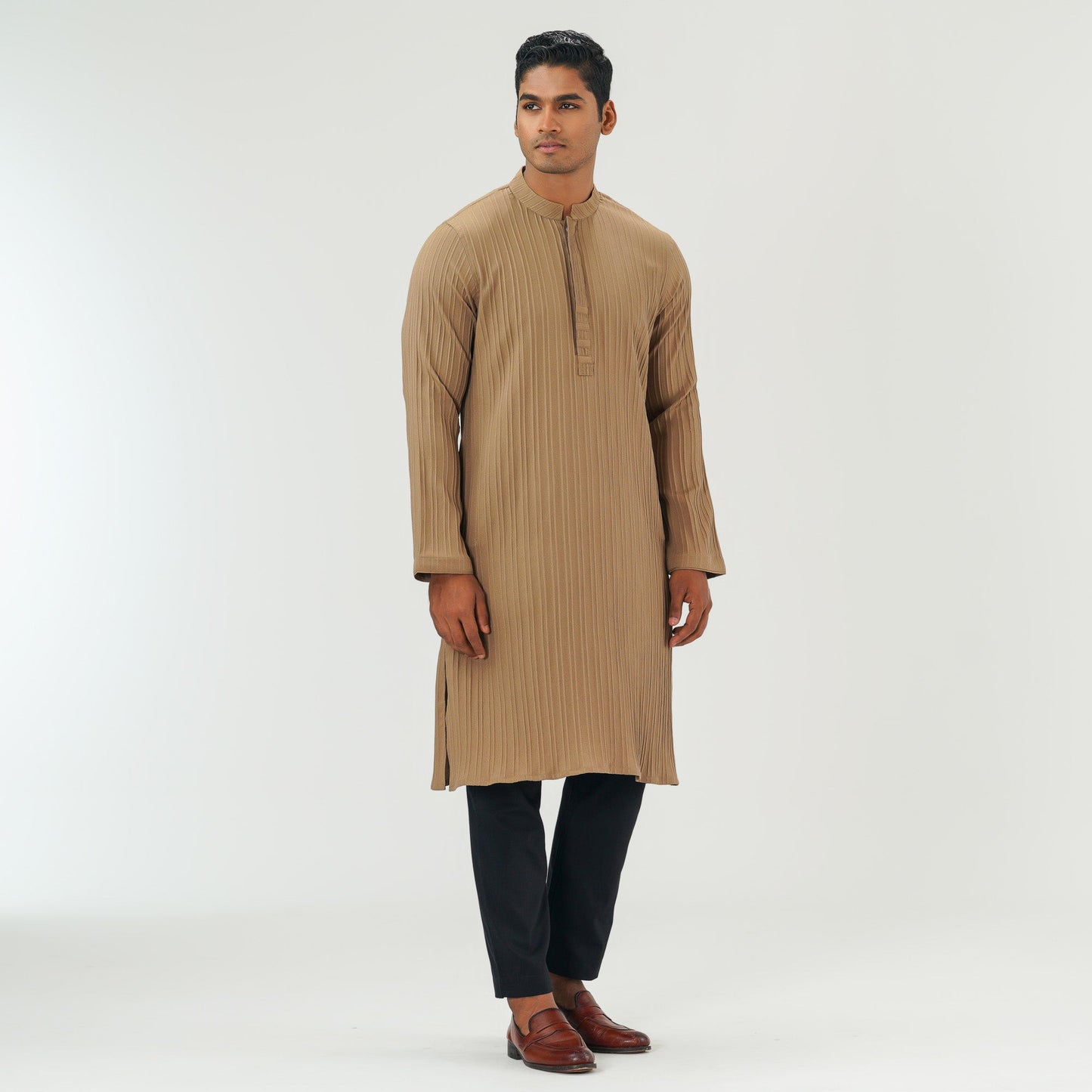 Mens Dark Taupe Basic Panjabi