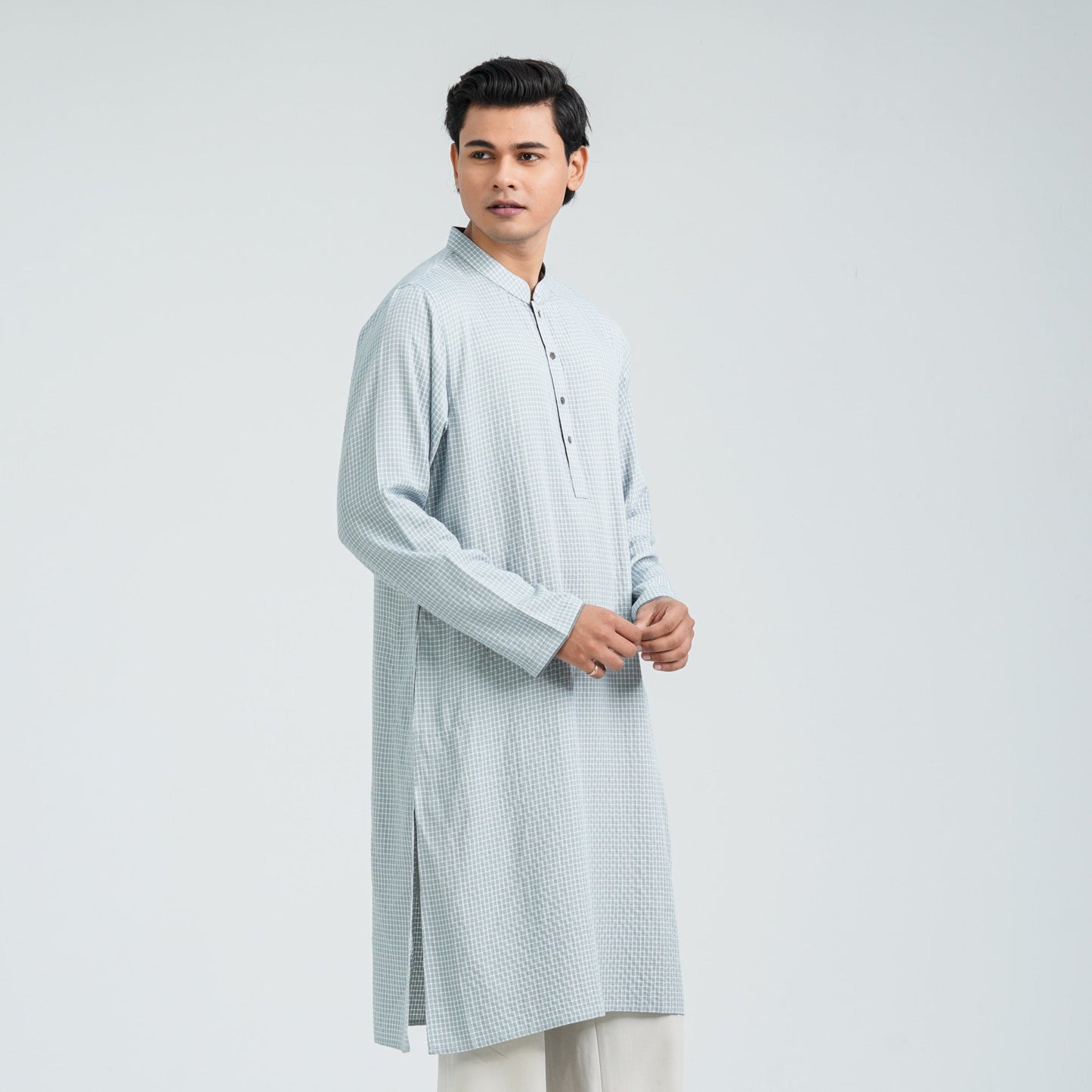 Men's Sky Ash Cotton Basic Panjabi