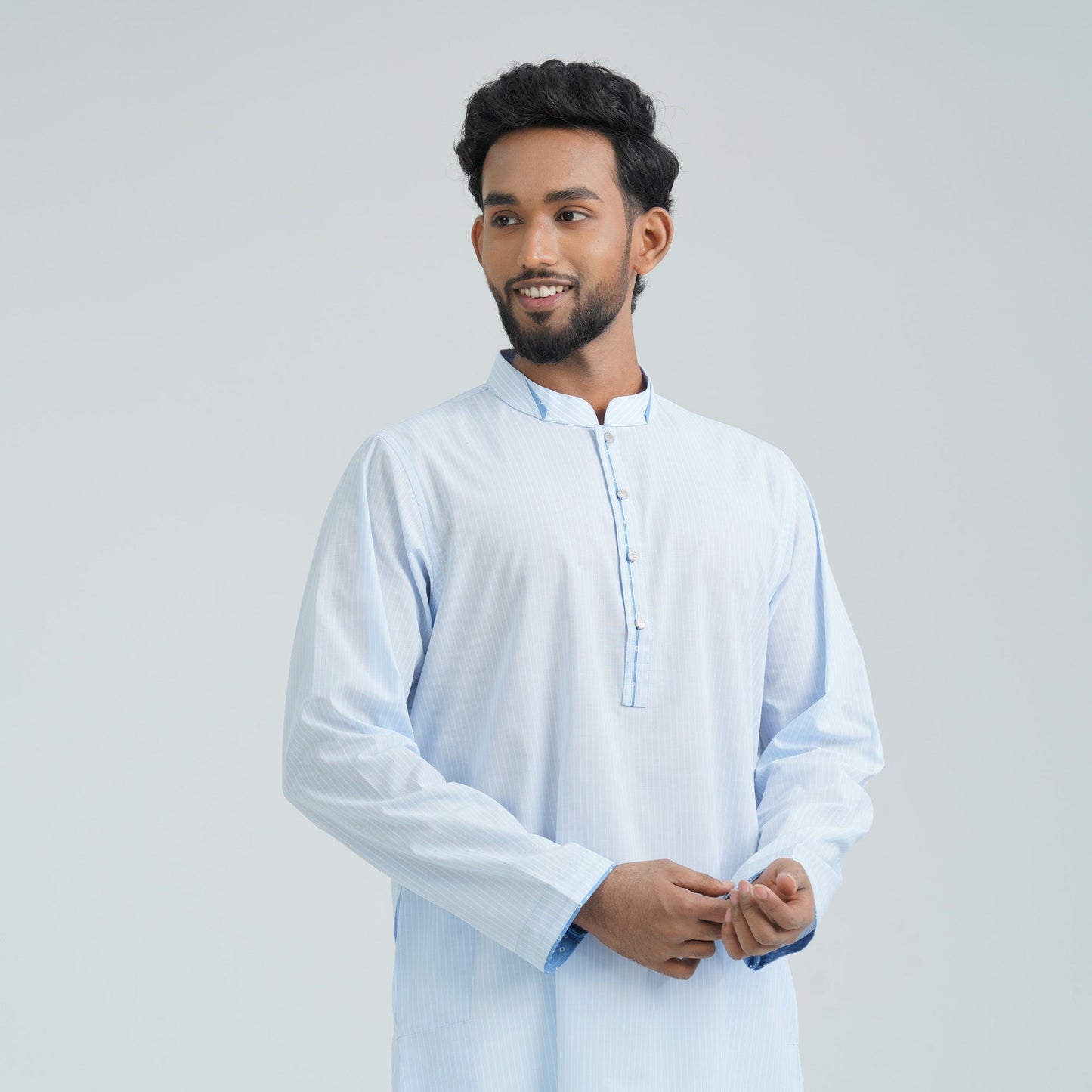 Men's Sky Blue Cotton Basic Panjabi