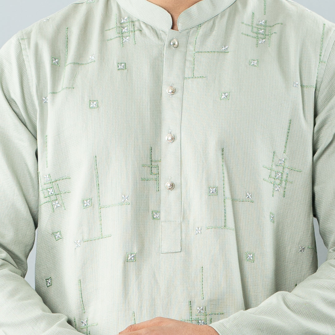 Mens Pastel Embroidered Panjabi