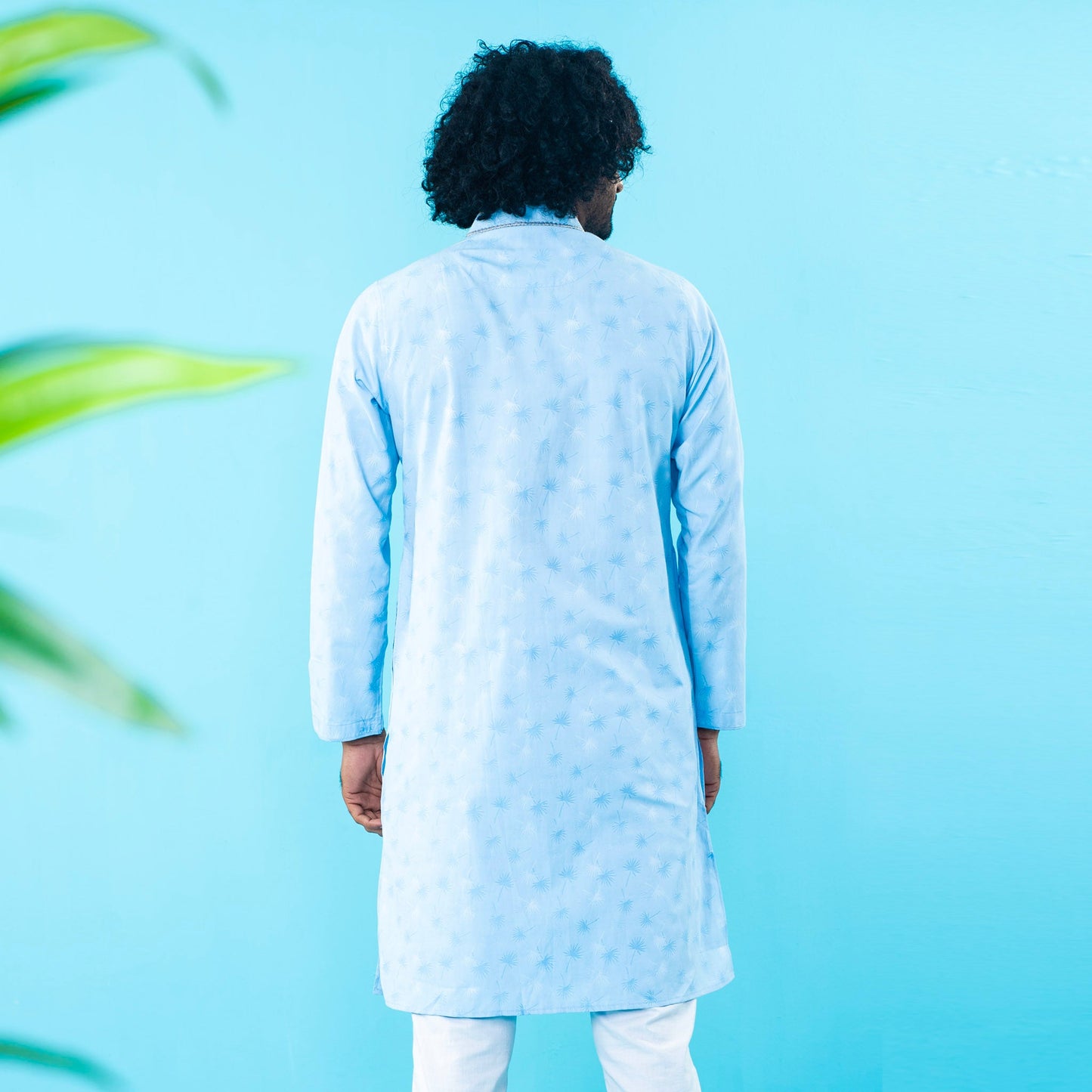 Men's Blue Embroidered Panjabi