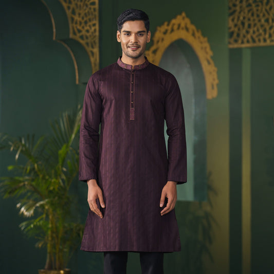 Mens Purple Embroidered Panjabi