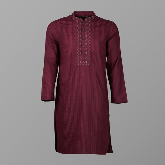 Mens Marron Embroidery Panjabi