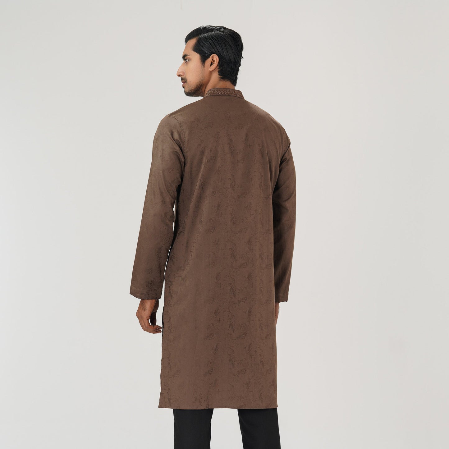 Mens Rust Brown Embroidered Panjabi