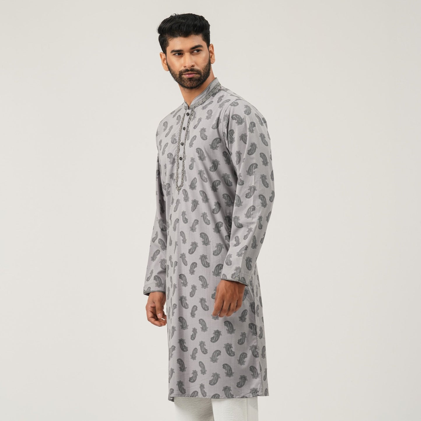 Mens Grey Premium Panjabi