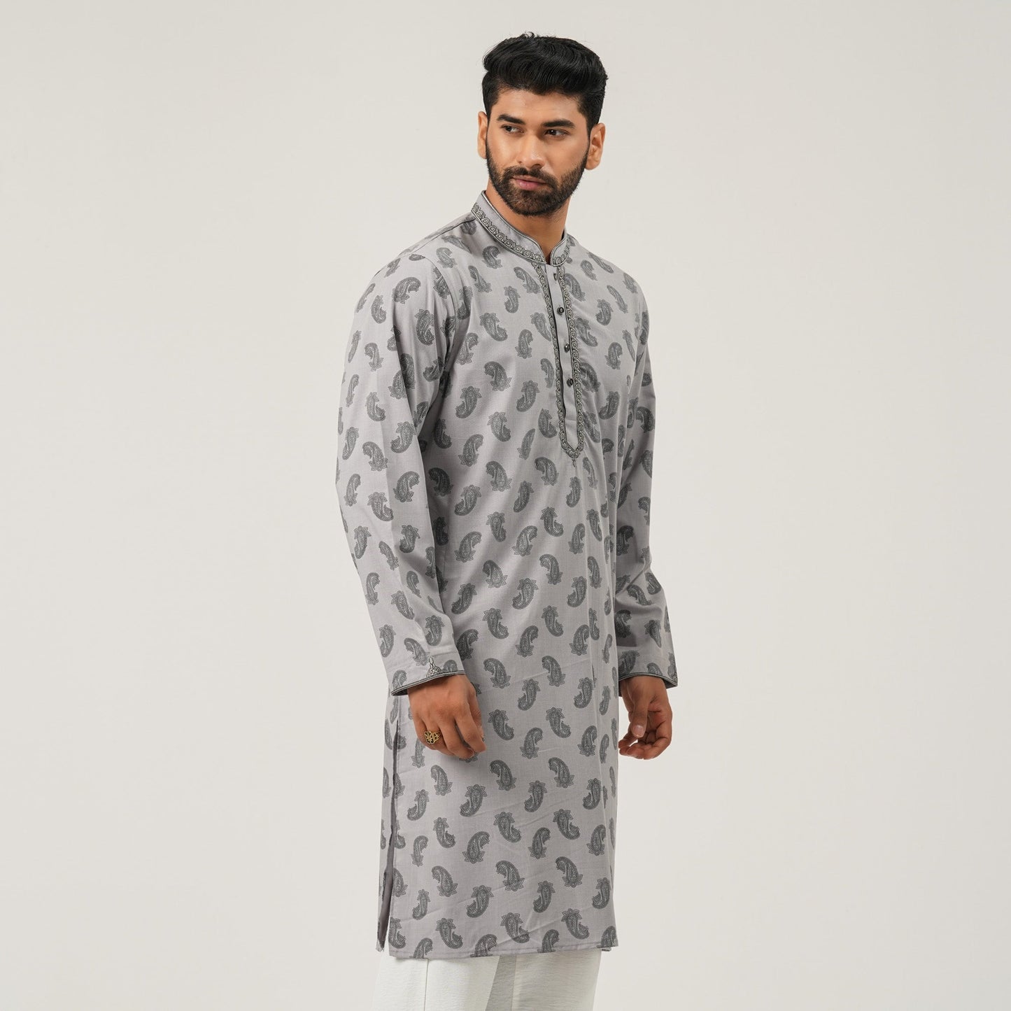 Mens Grey Premium Panjabi