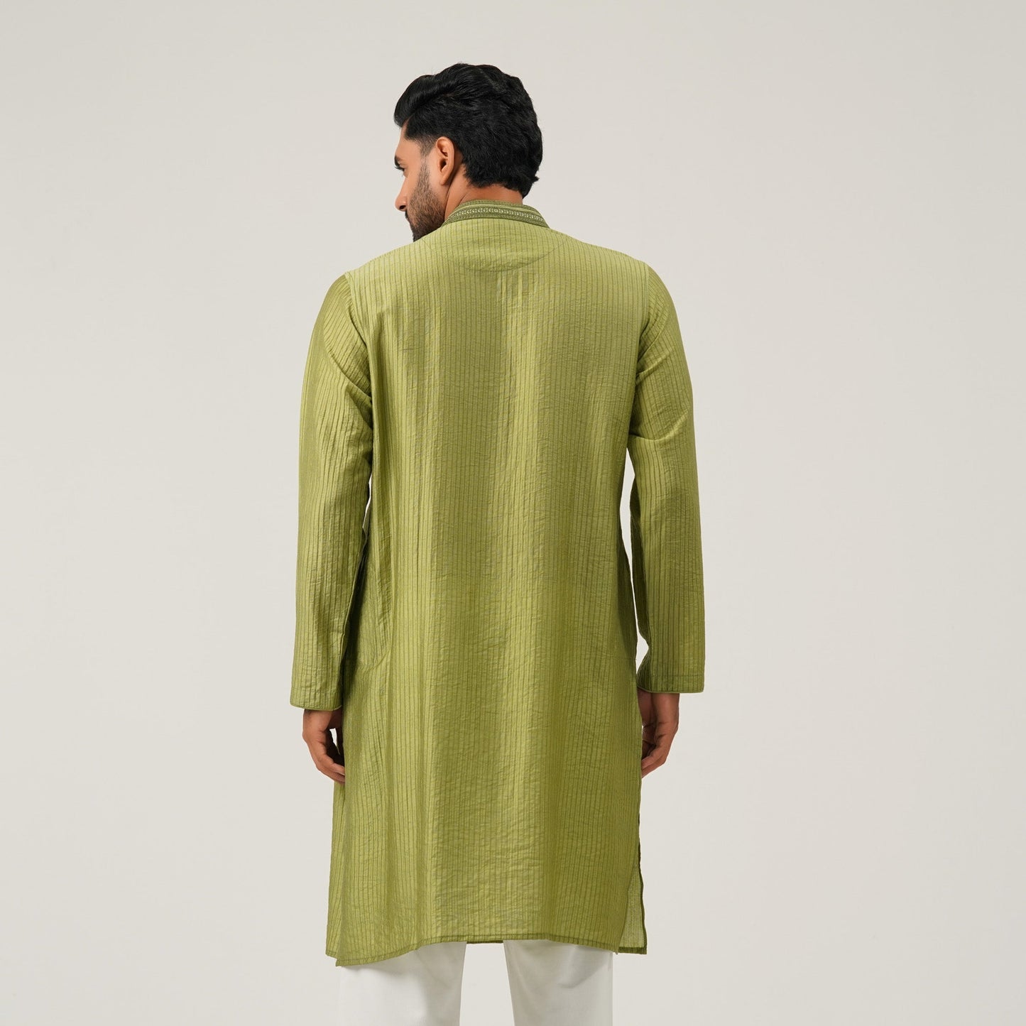 Mens Embroidery Olive Green Panjabi
