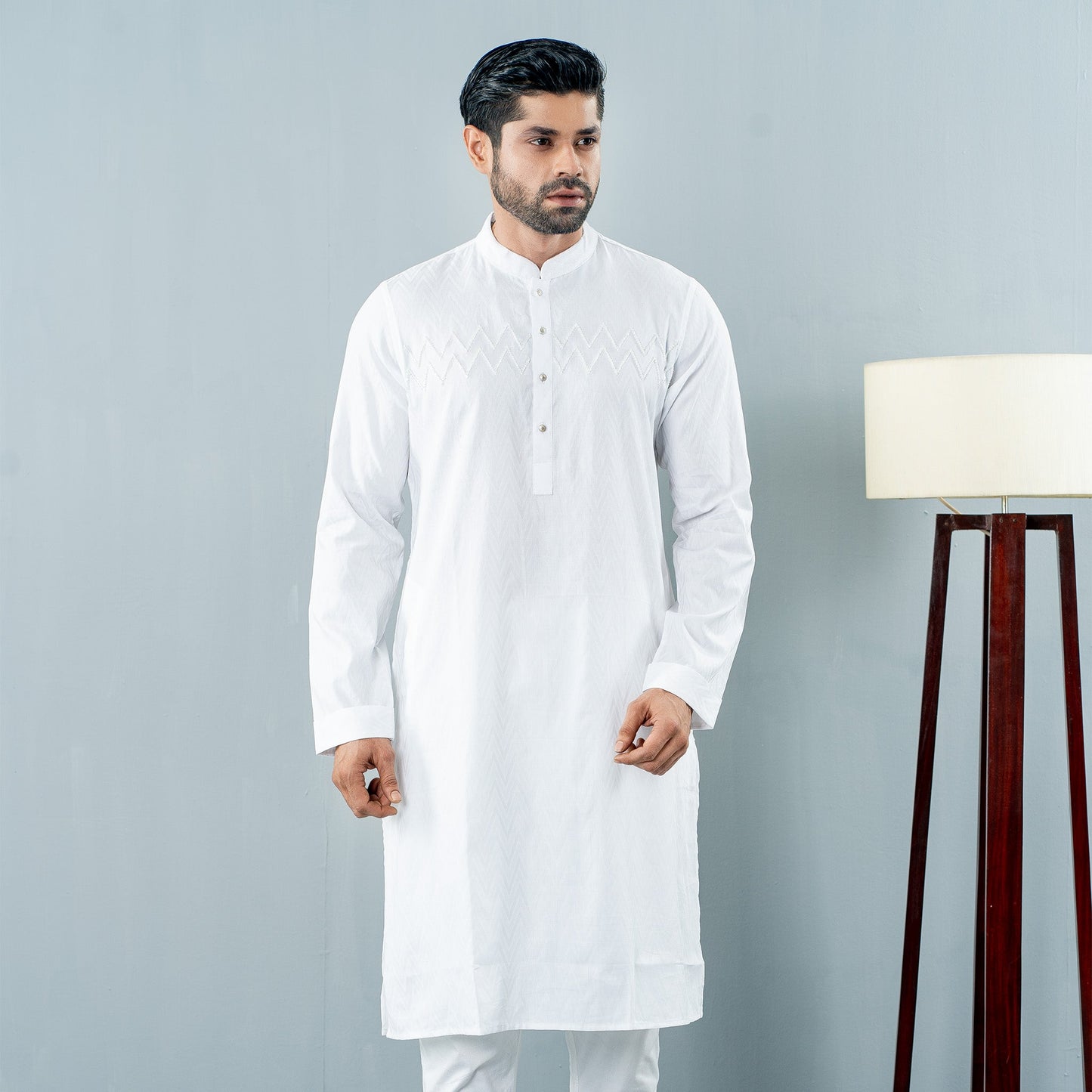 Mens Karchupi Panjabi- White