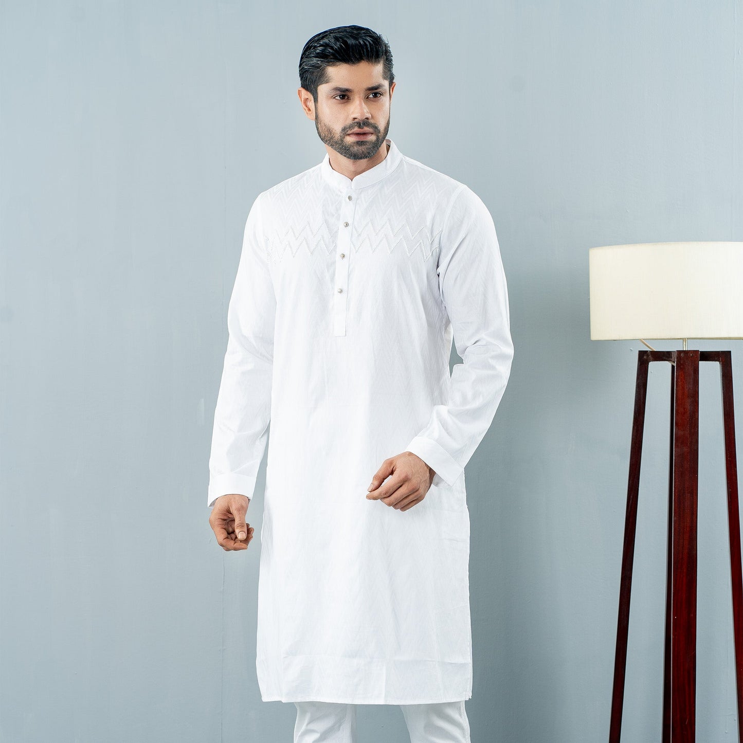 Mens Karchupi Panjabi- White