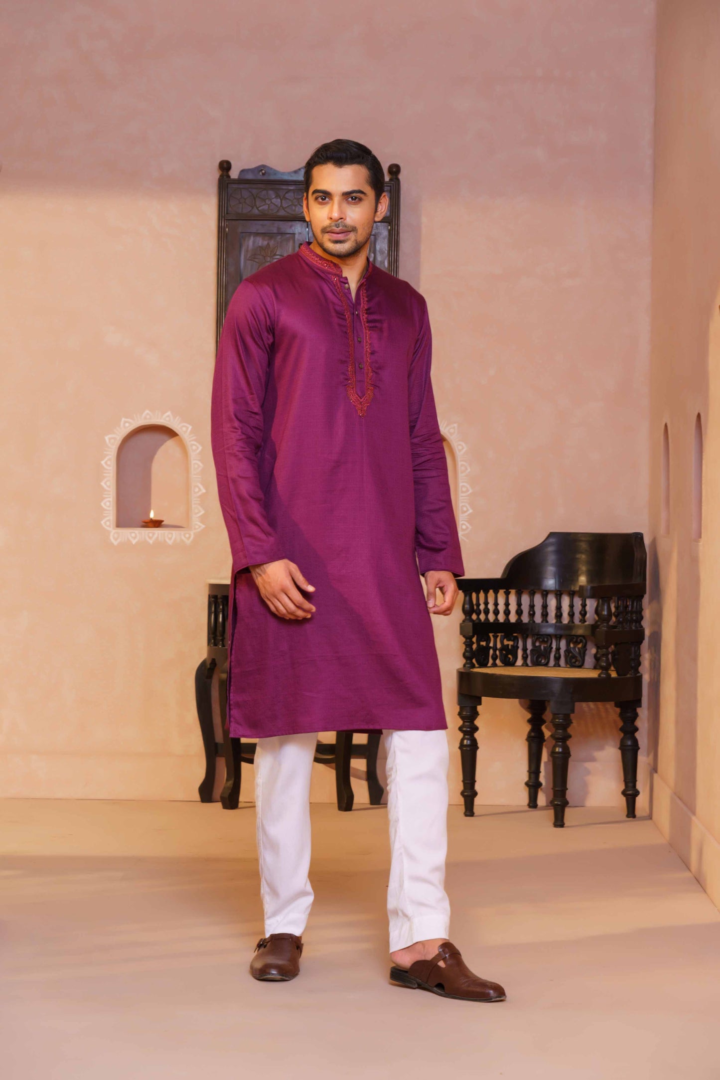 Mens Karchupi violet Panjabi