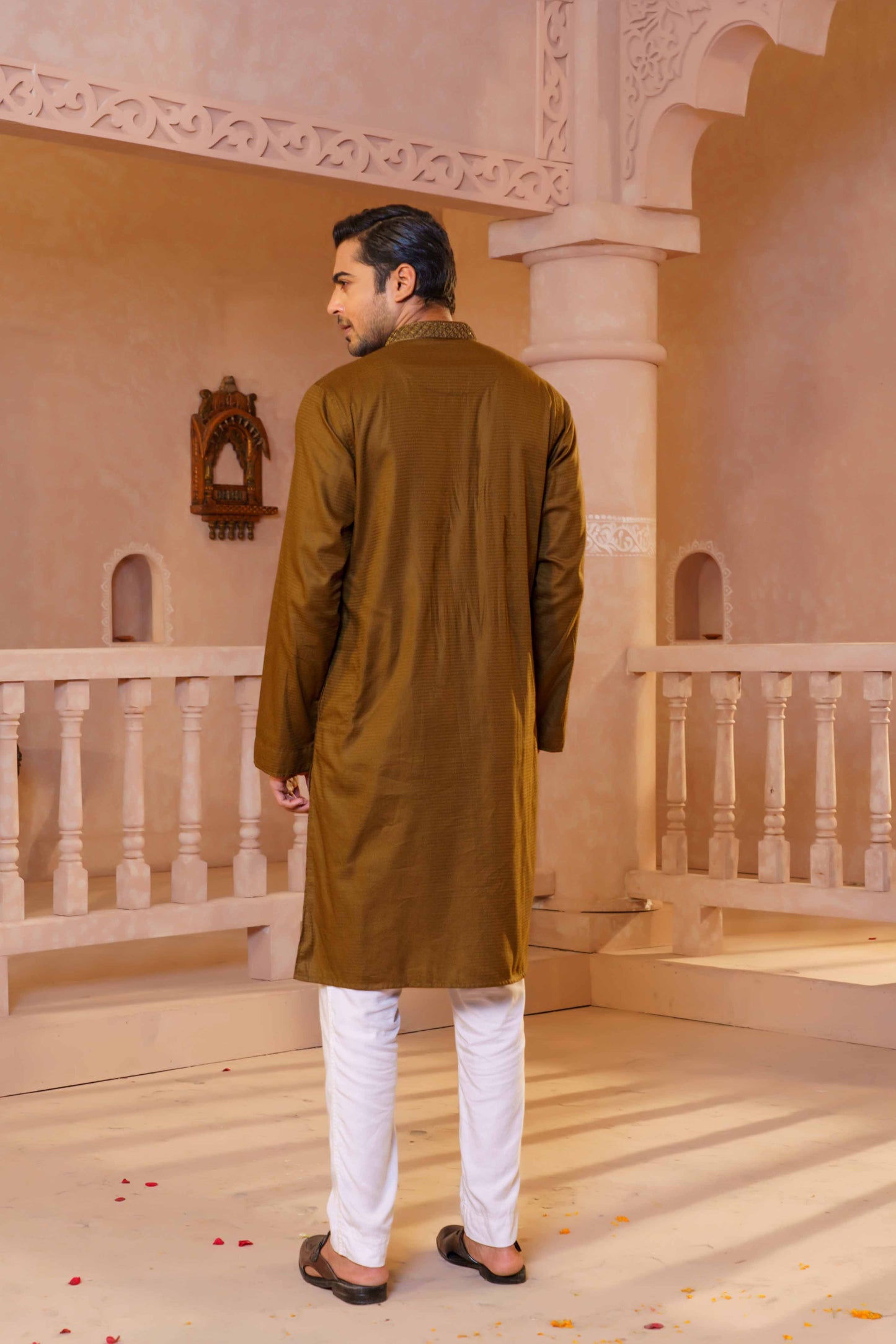 MENS KARCHUPI PANJABI-OLIVE