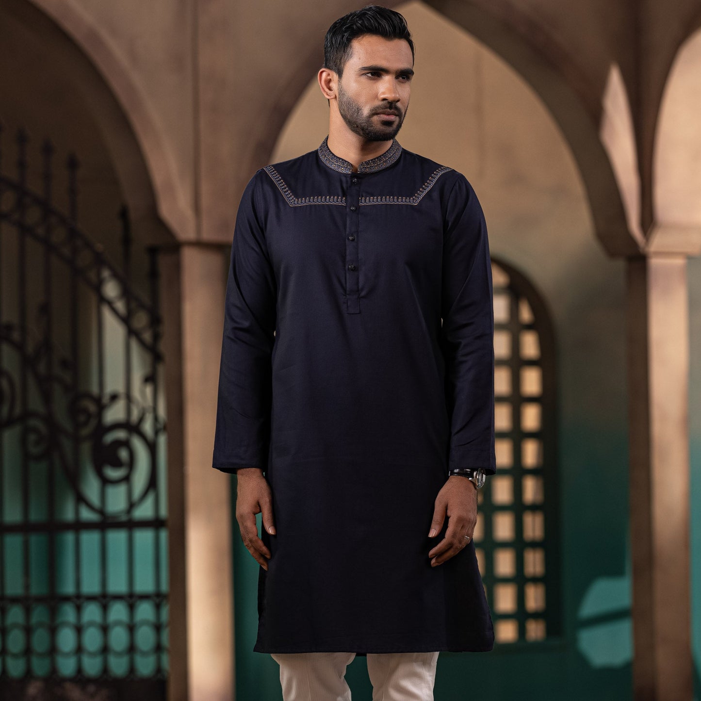 Men’s Navy Karchupi Panjabi