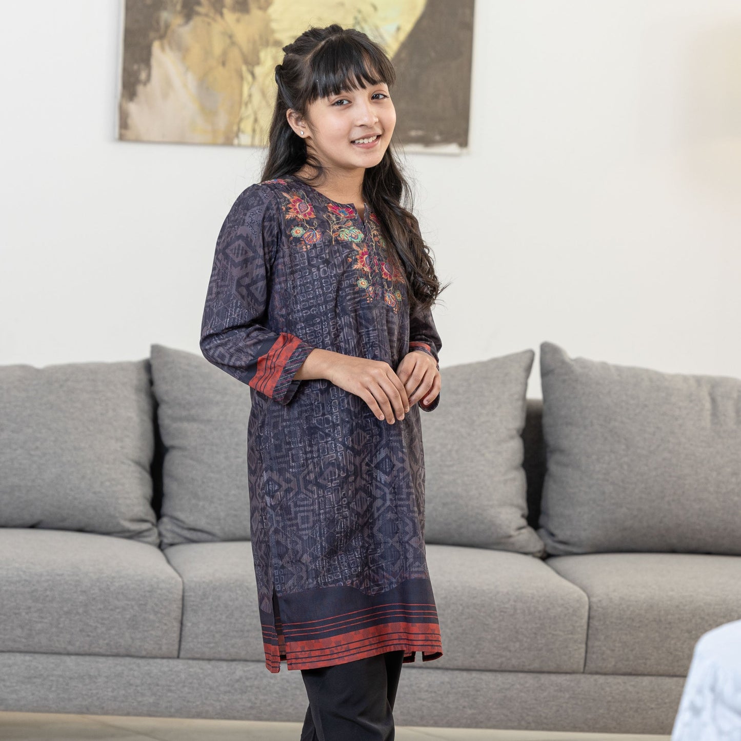 GIRLS 2PCS-BLACK PRINT