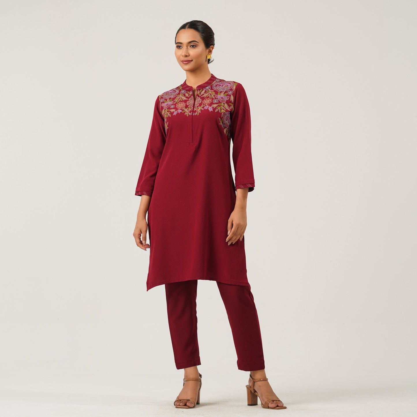 Womens Maroon Two Piece Set