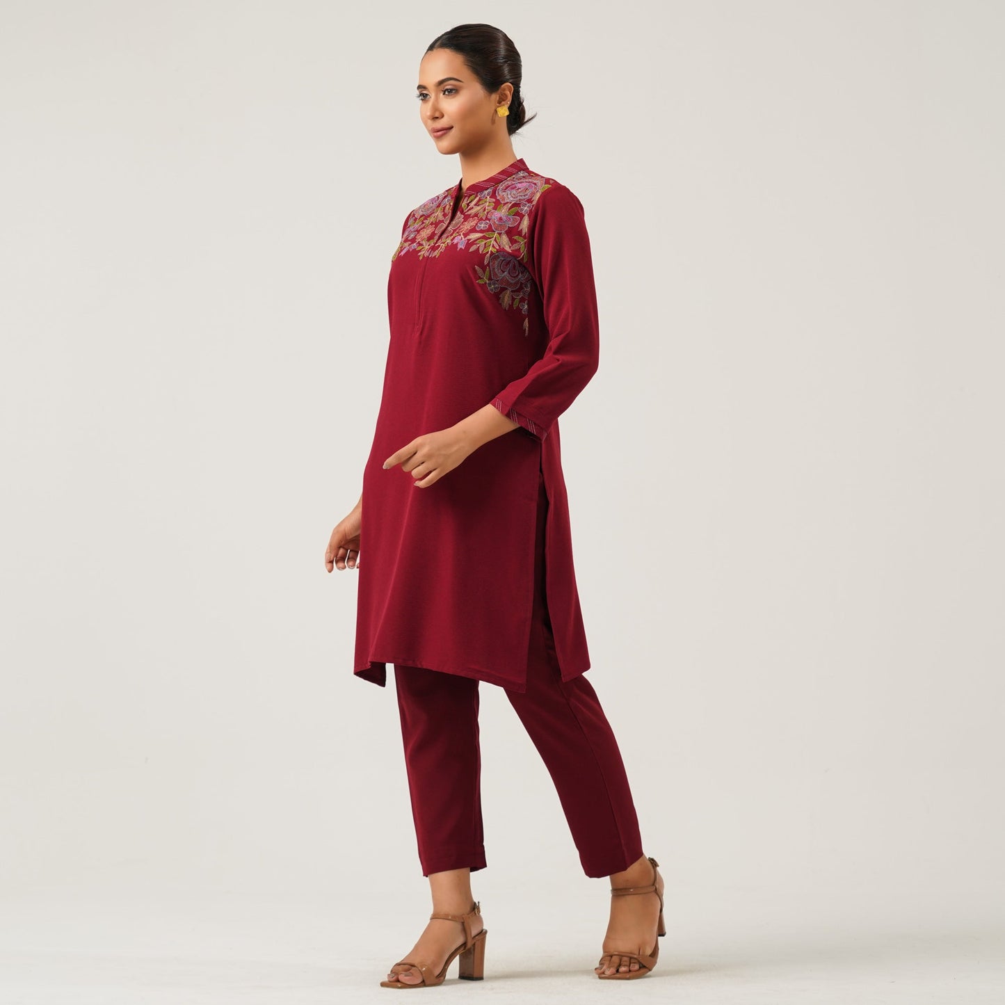 Womens Maroon Two Piece Set