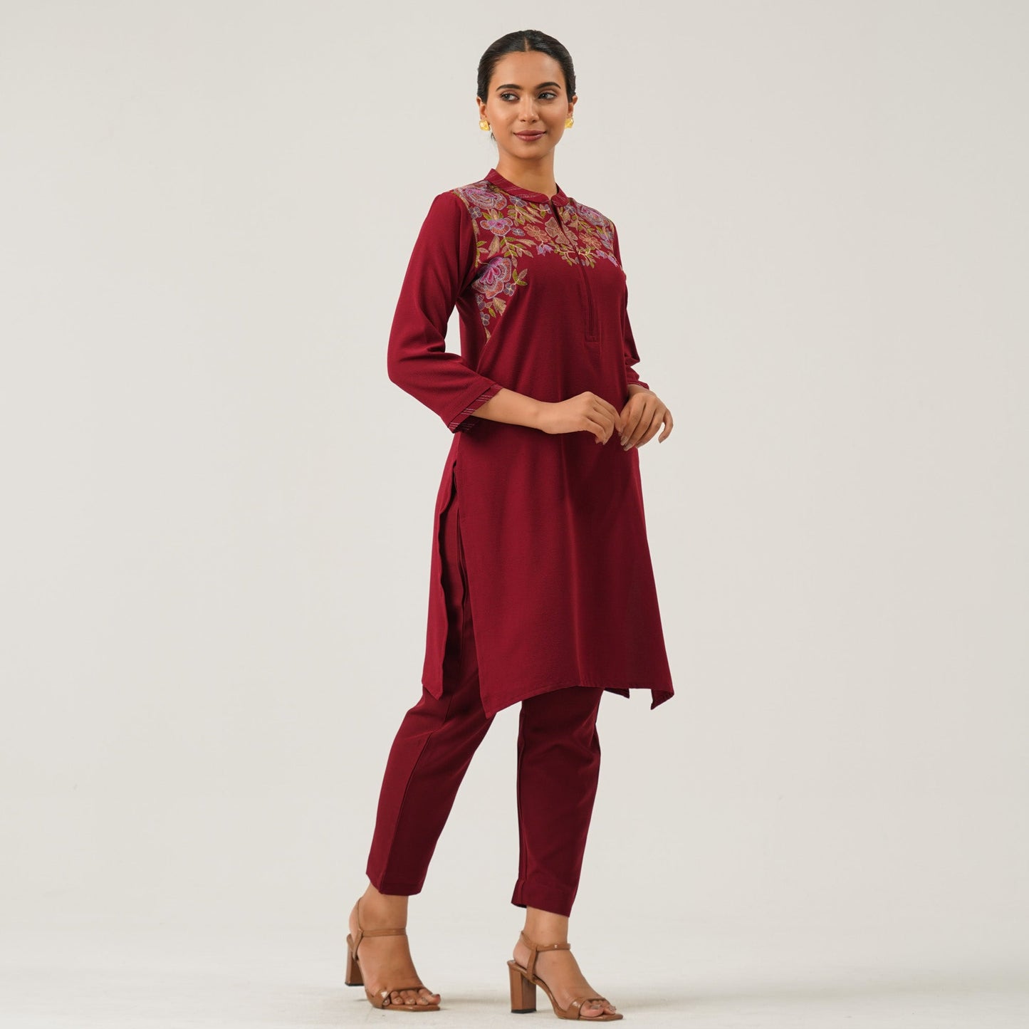 Womens Maroon Two Piece Set