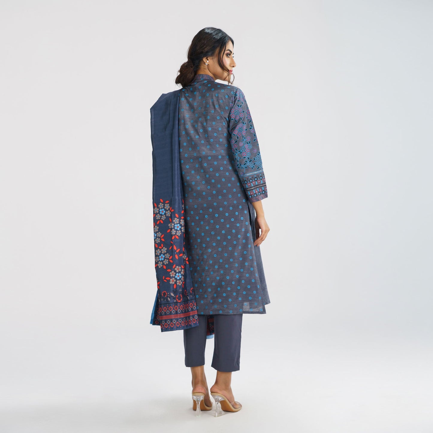 Women's Bluish Grey 3-Piece Ethnic Set