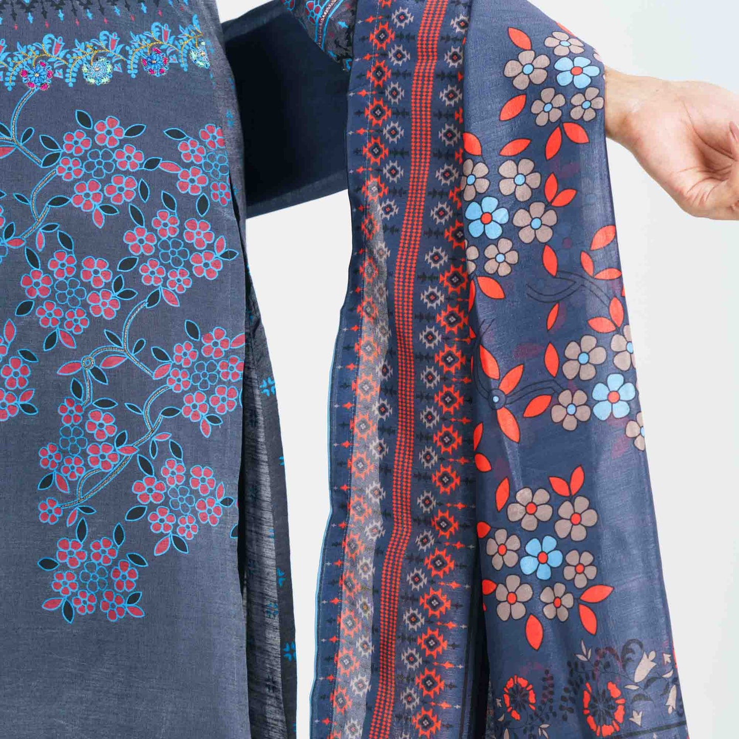 Women's Bluish Grey 3-Piece Ethnic Set