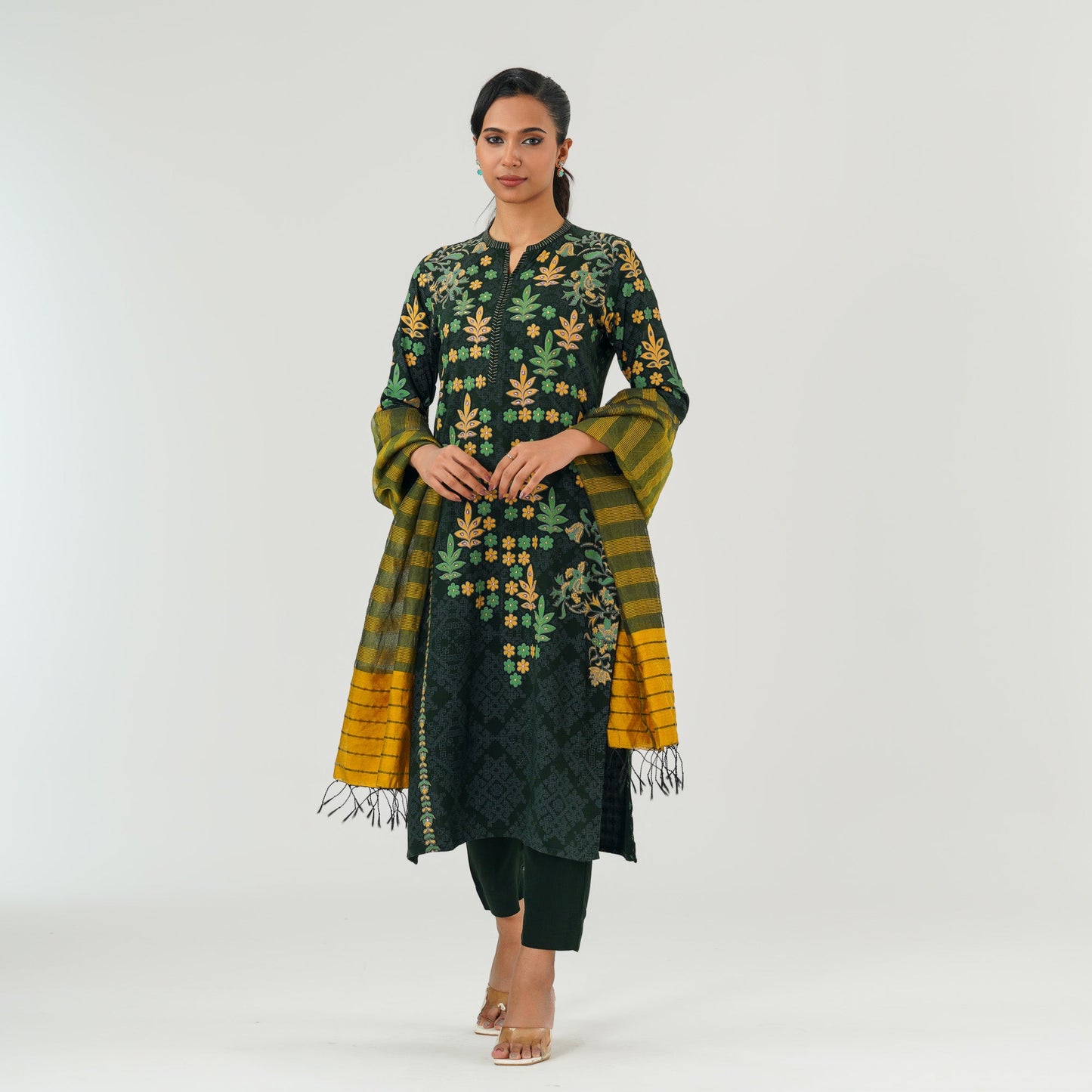 Womens Multi Color Embroidered 3 Piece Set