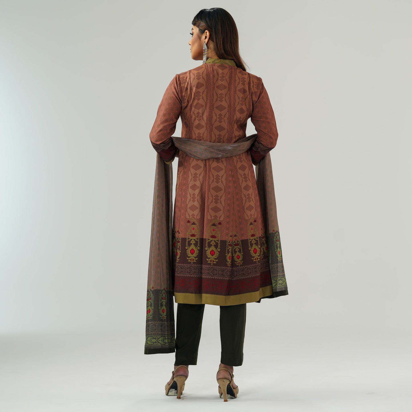 Womens Multicolor Anarkali Three Piece Set