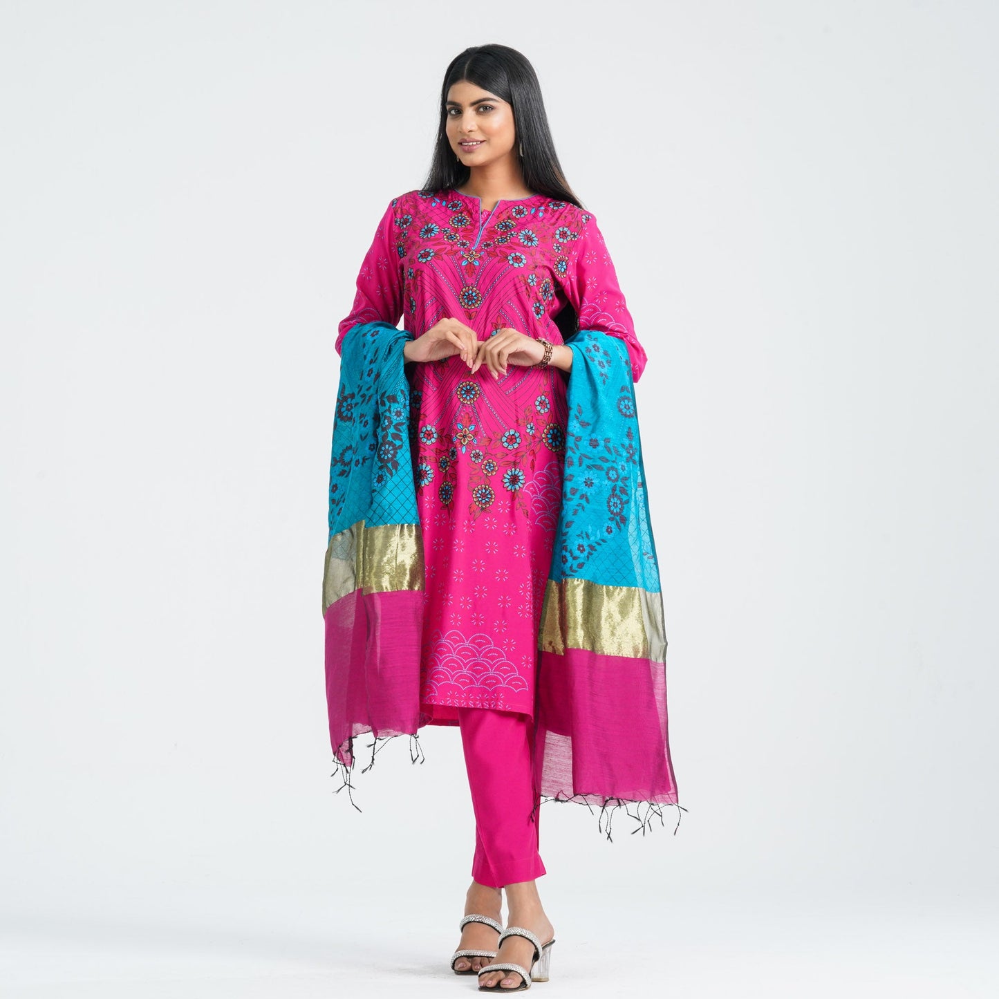 Women Blended Silk Three Piece Set