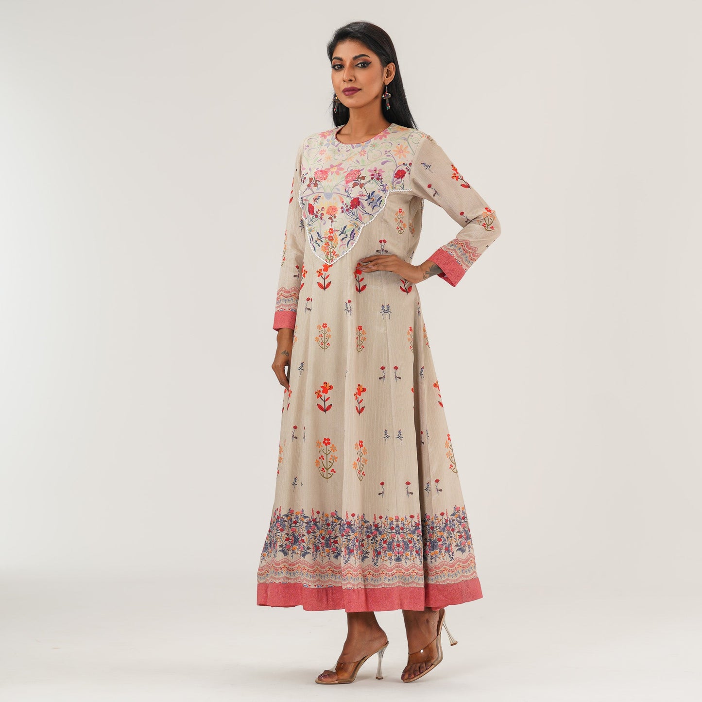 Women Beige Ethnic Gown