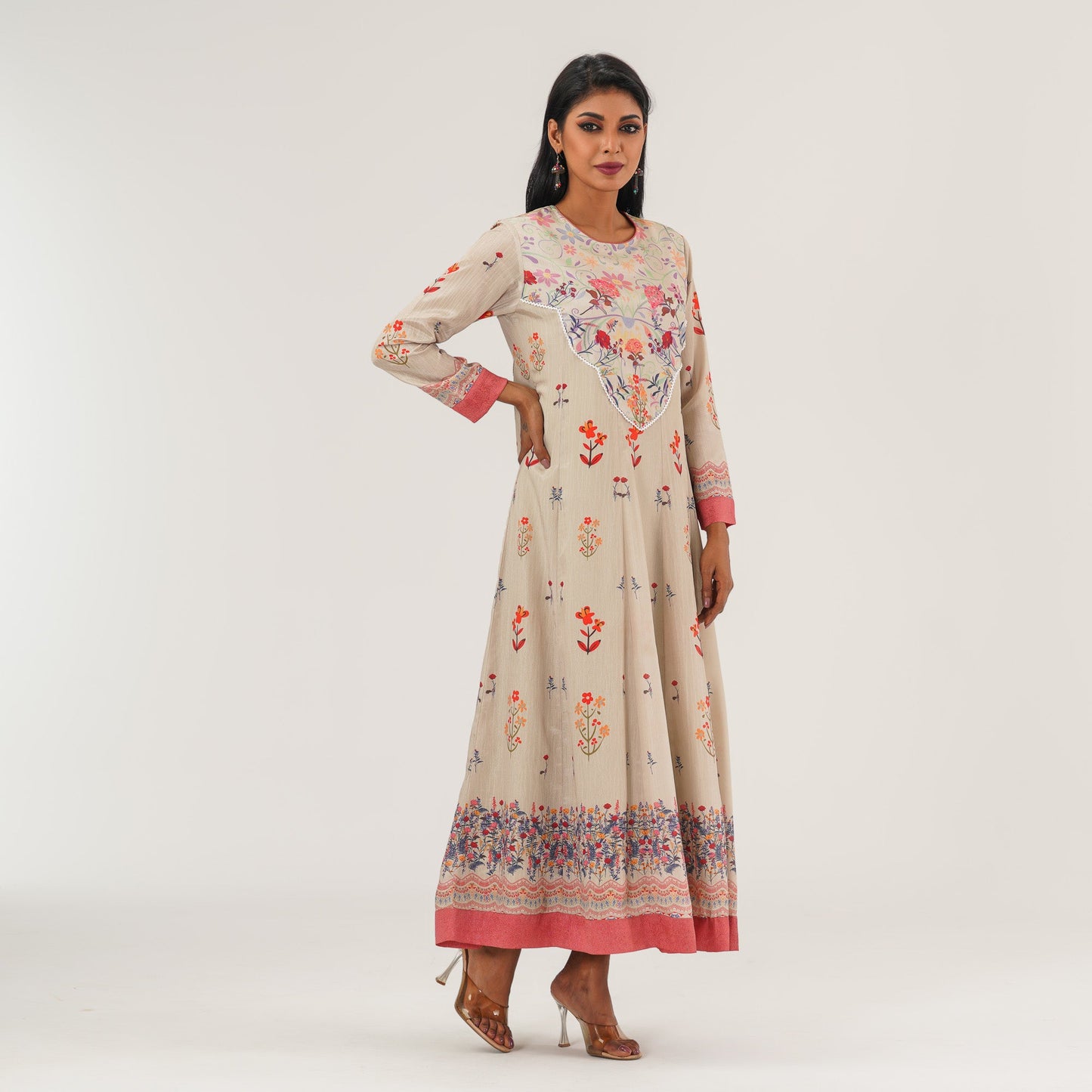 Women Beige Ethnic Gown