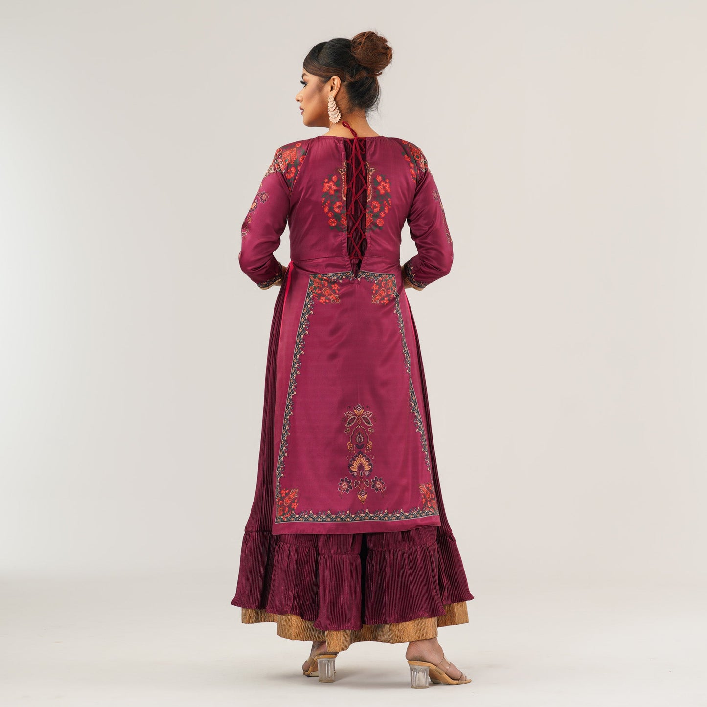 Womens Multicolor Sherwani Cut Gown