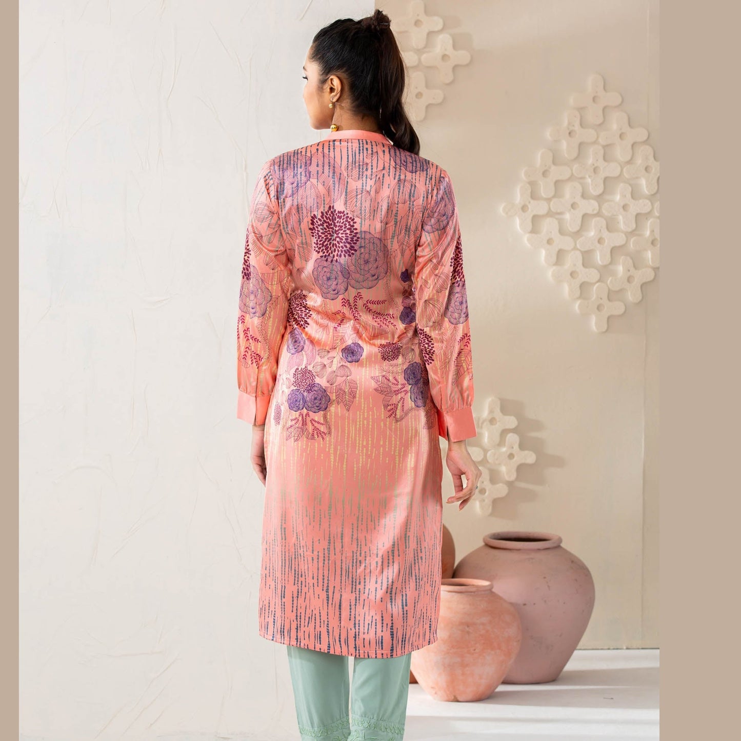 Women Peach Silk Tunic