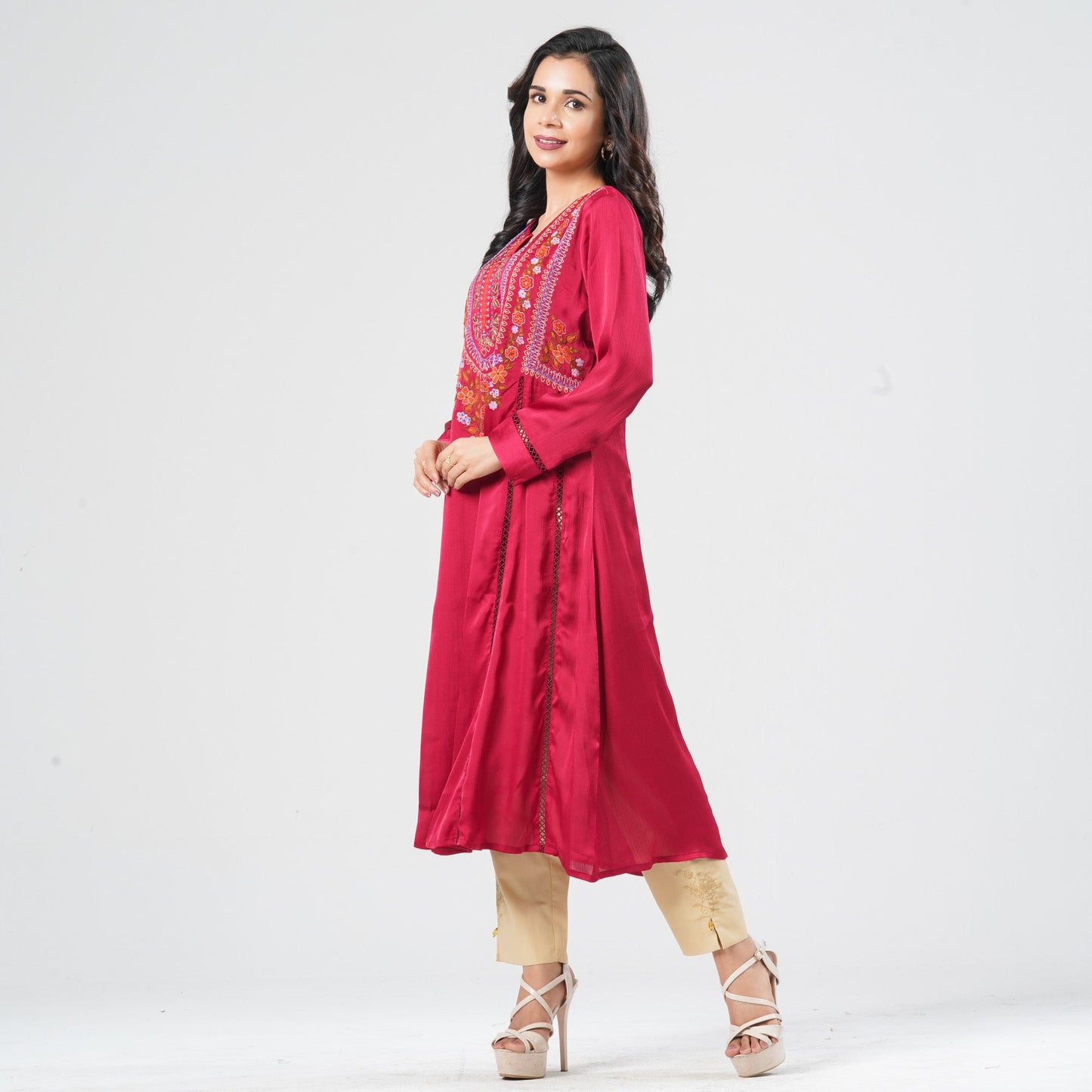 Women’s Maroon Silk Kurti