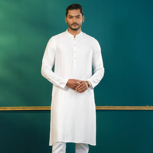 Men's White Basic Panjabi