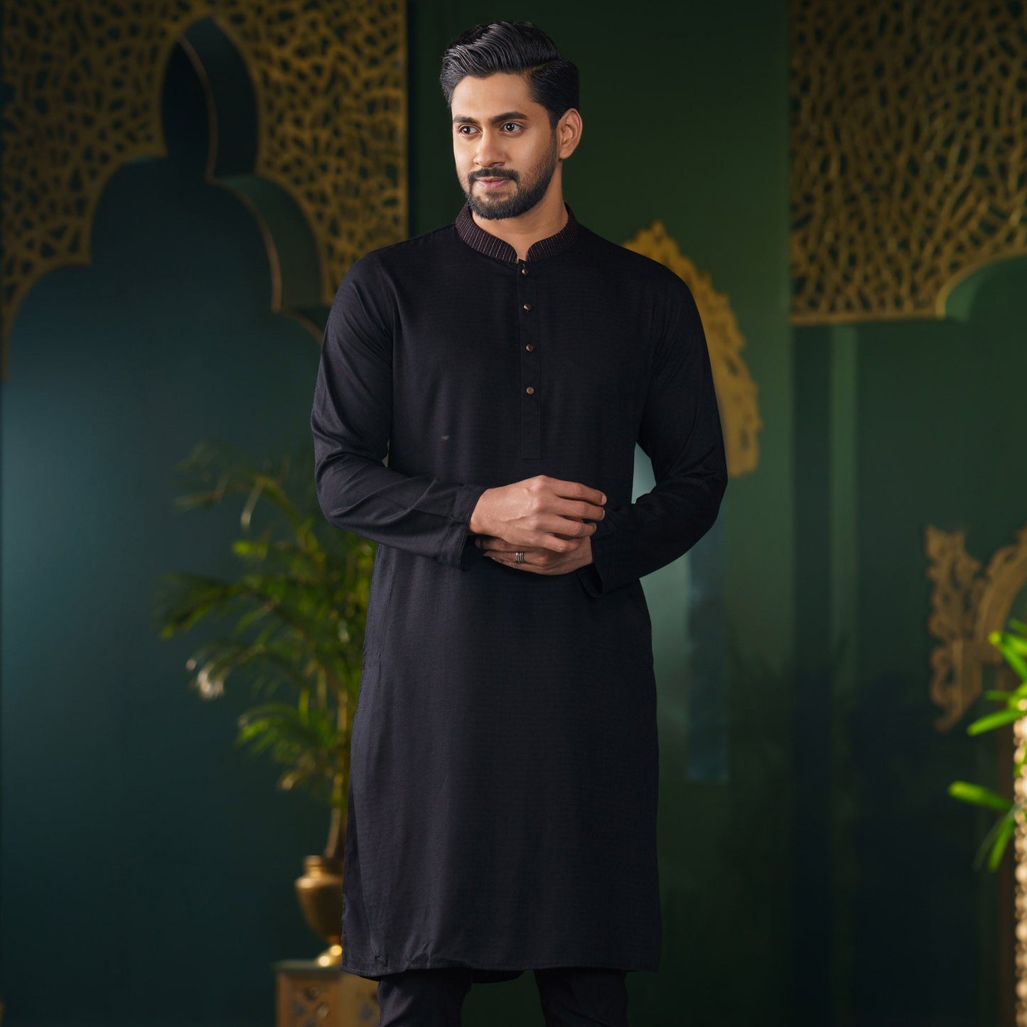Men’s Black Basic Panjabi