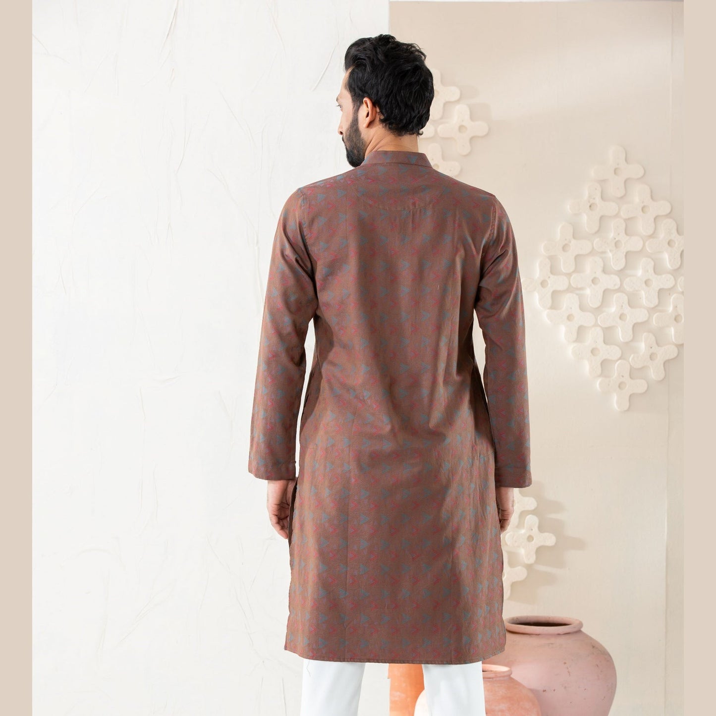 Mens Coffee Jacquard Panjabi