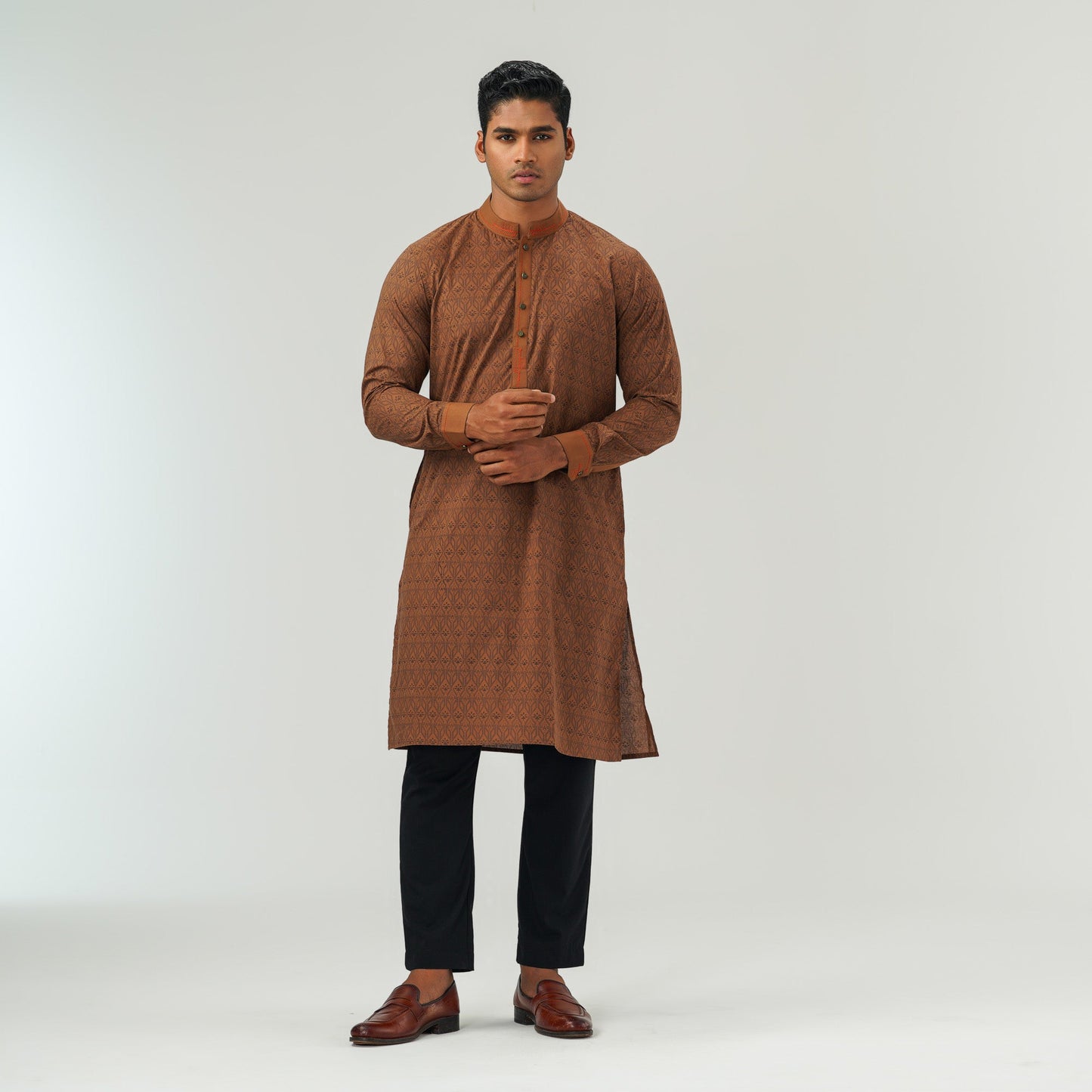 Mens Brown Basic Panjabi