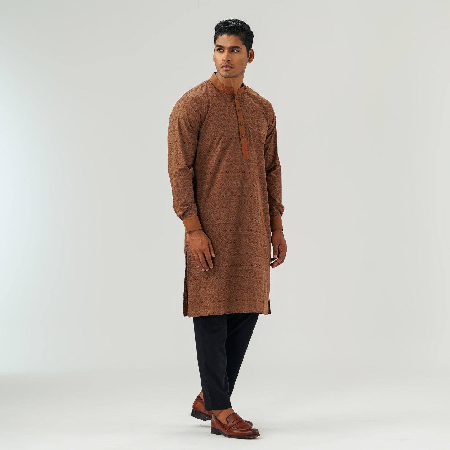 Mens Brown Basic Panjabi