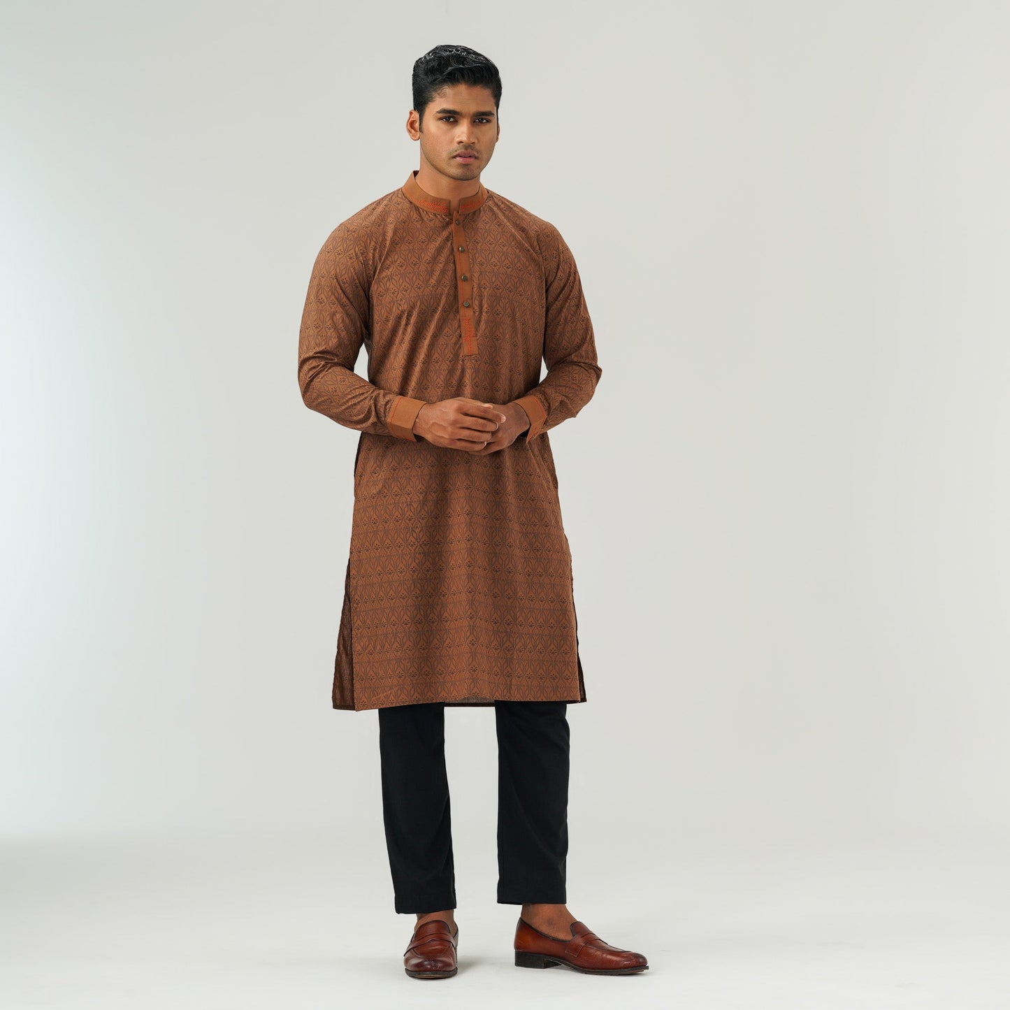 Mens Brown Basic Panjabi