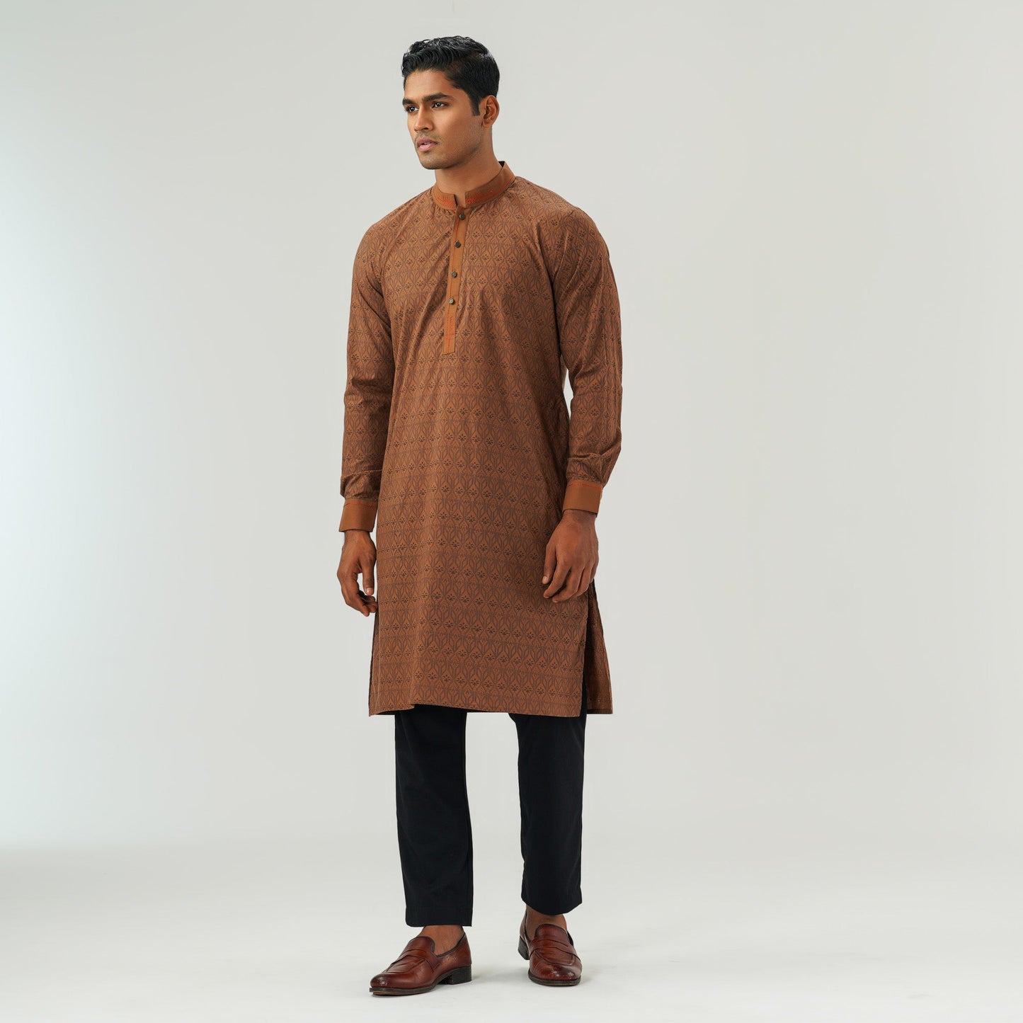 Mens Brown Basic Panjabi