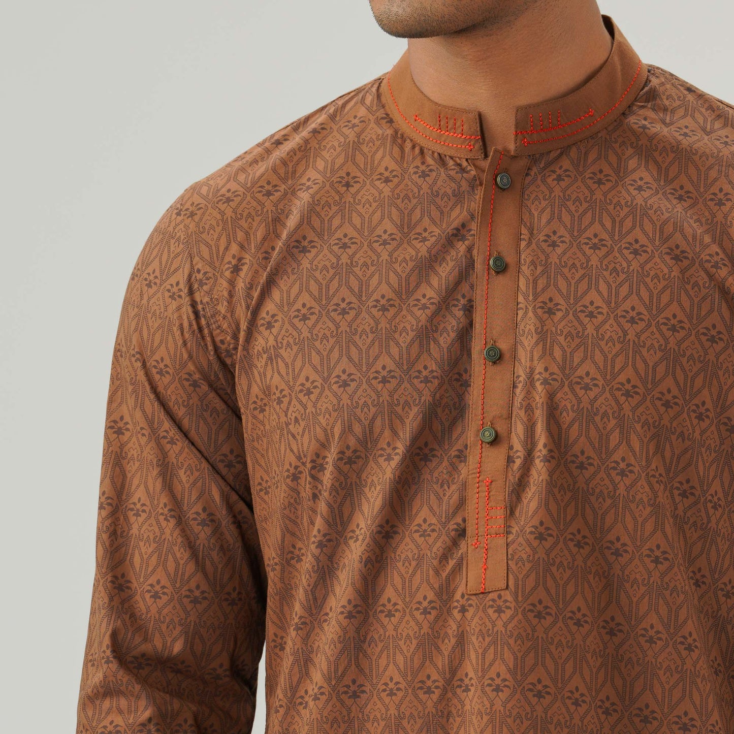 Mens Brown Basic Panjabi