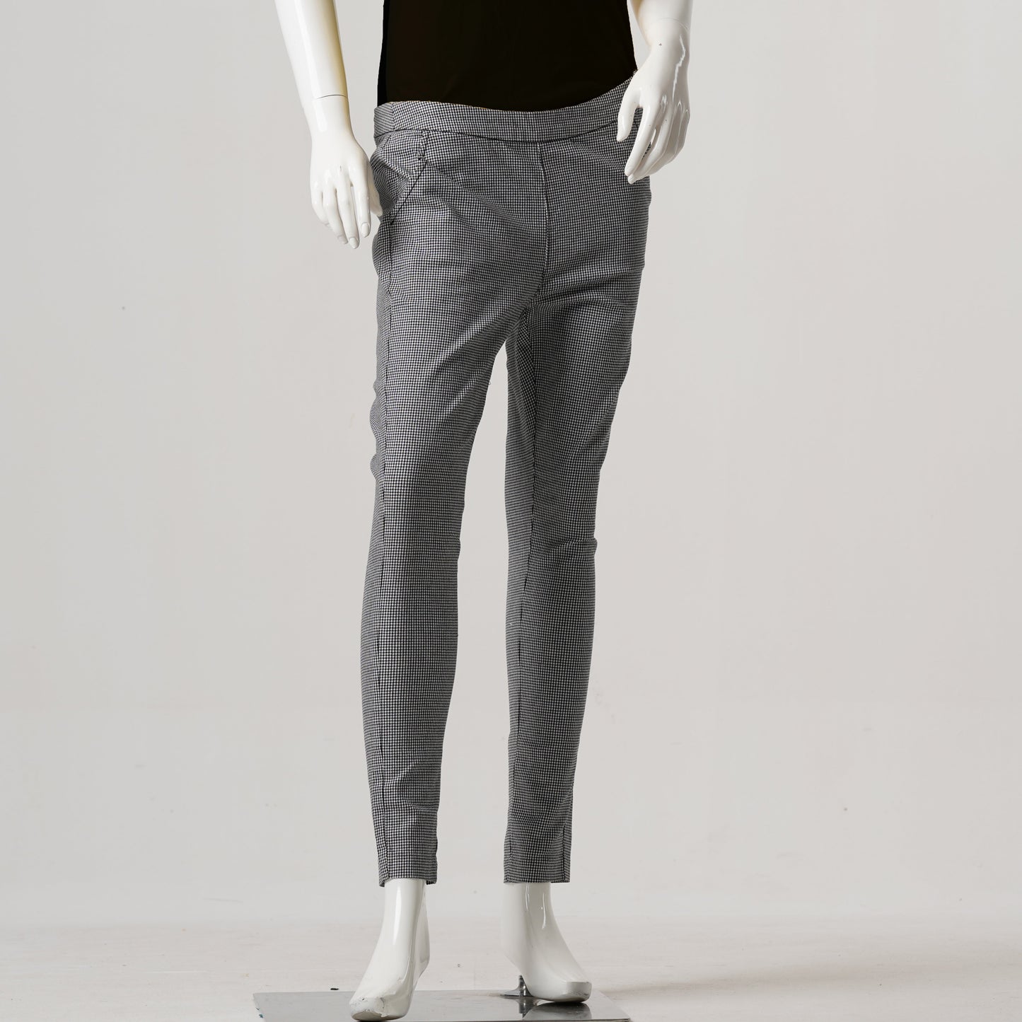 LADIES CHINO PANT-WHITE / BLACK CHECK