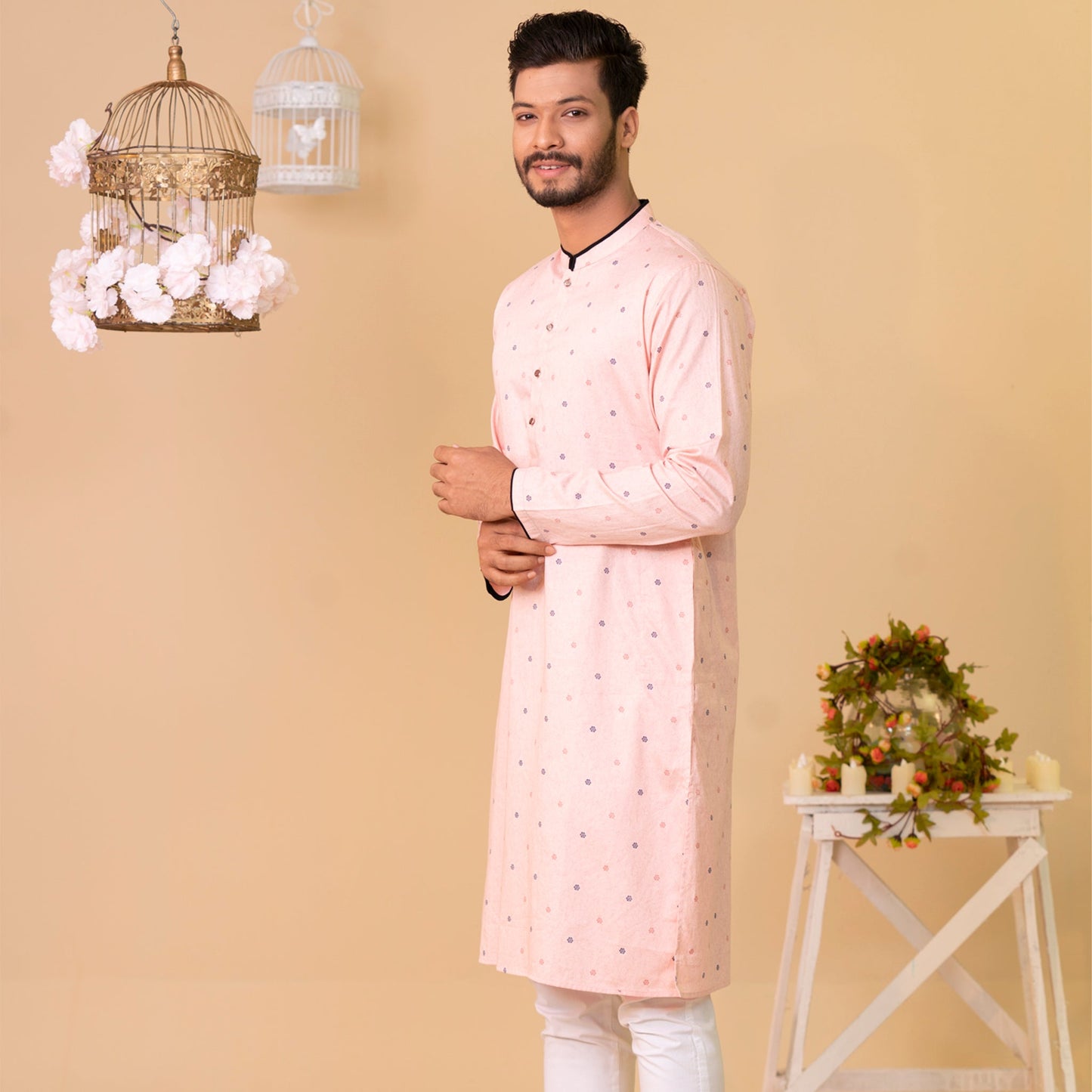 Mens Panjabi-Salmon