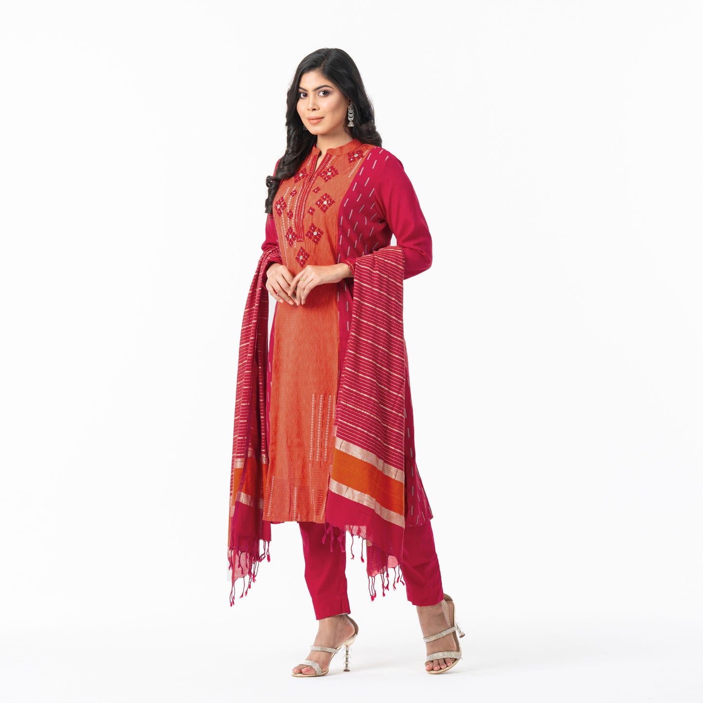 Womens Ethnic Red 3-Piece Set