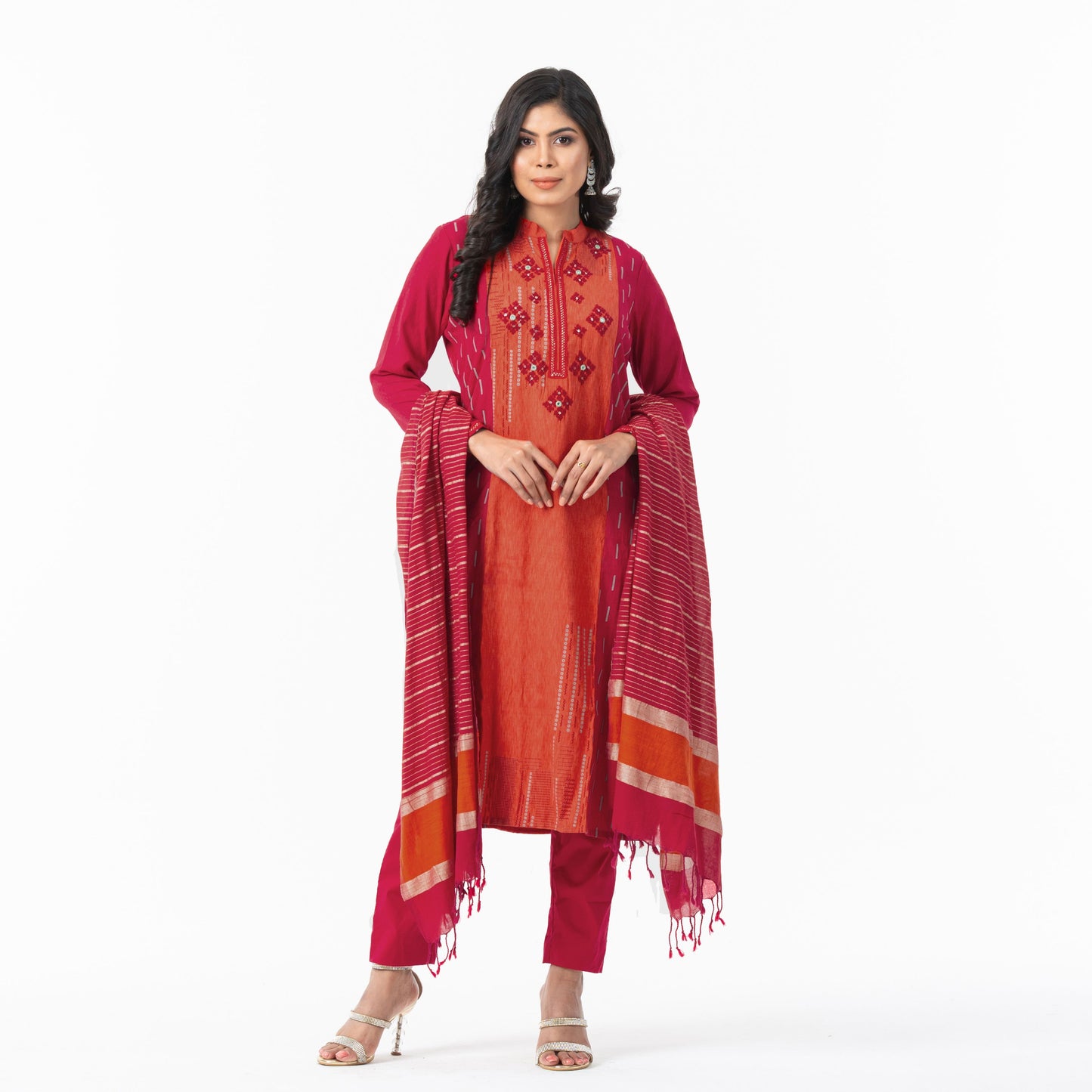 Womens Ethnic Red 3-Piece Set