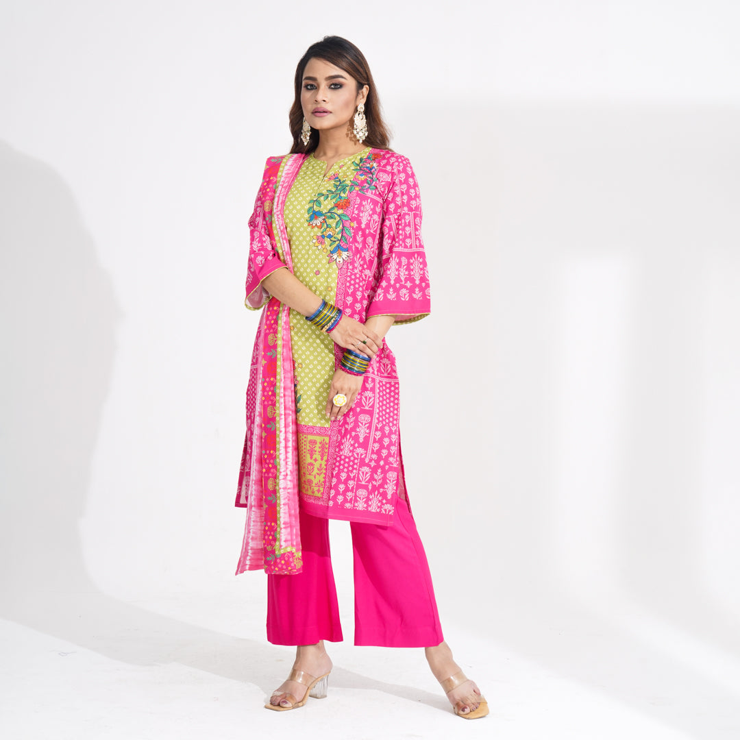 Women Pink Ethnic Three Piece Set