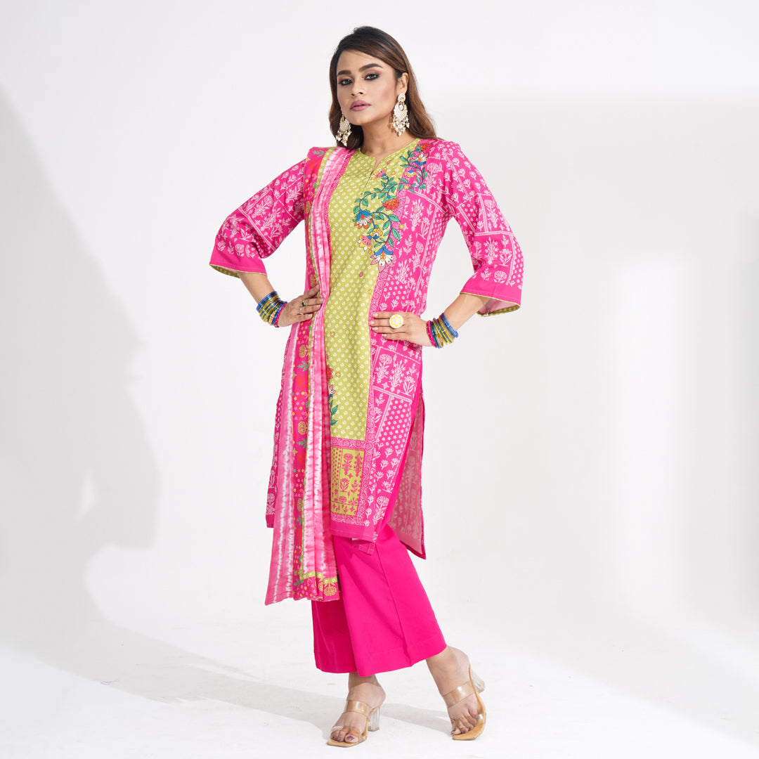 Women Pink Ethnic Three Piece Set