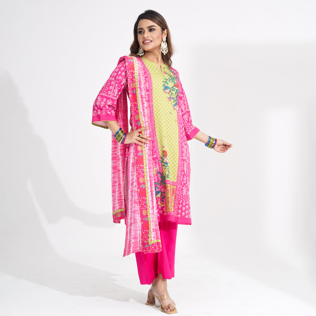 Women Pink Ethnic Three Piece Set