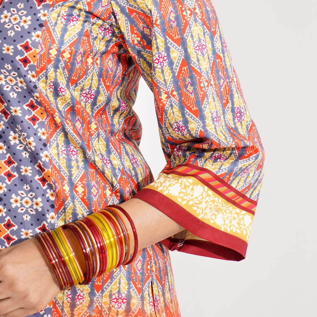 Women Orange Ethnic Three Piece Set