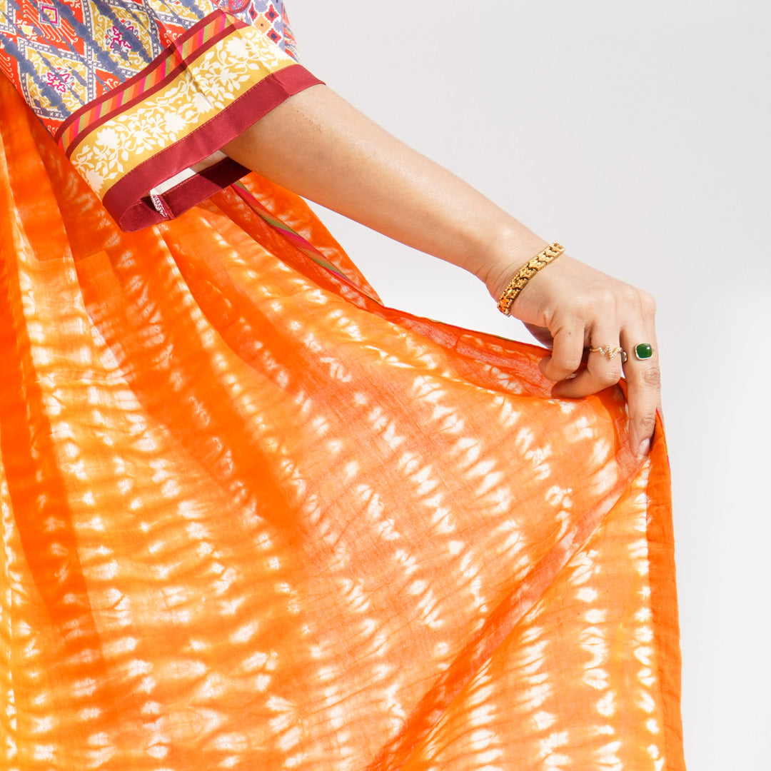 Women Orange Ethnic Three Piece Set