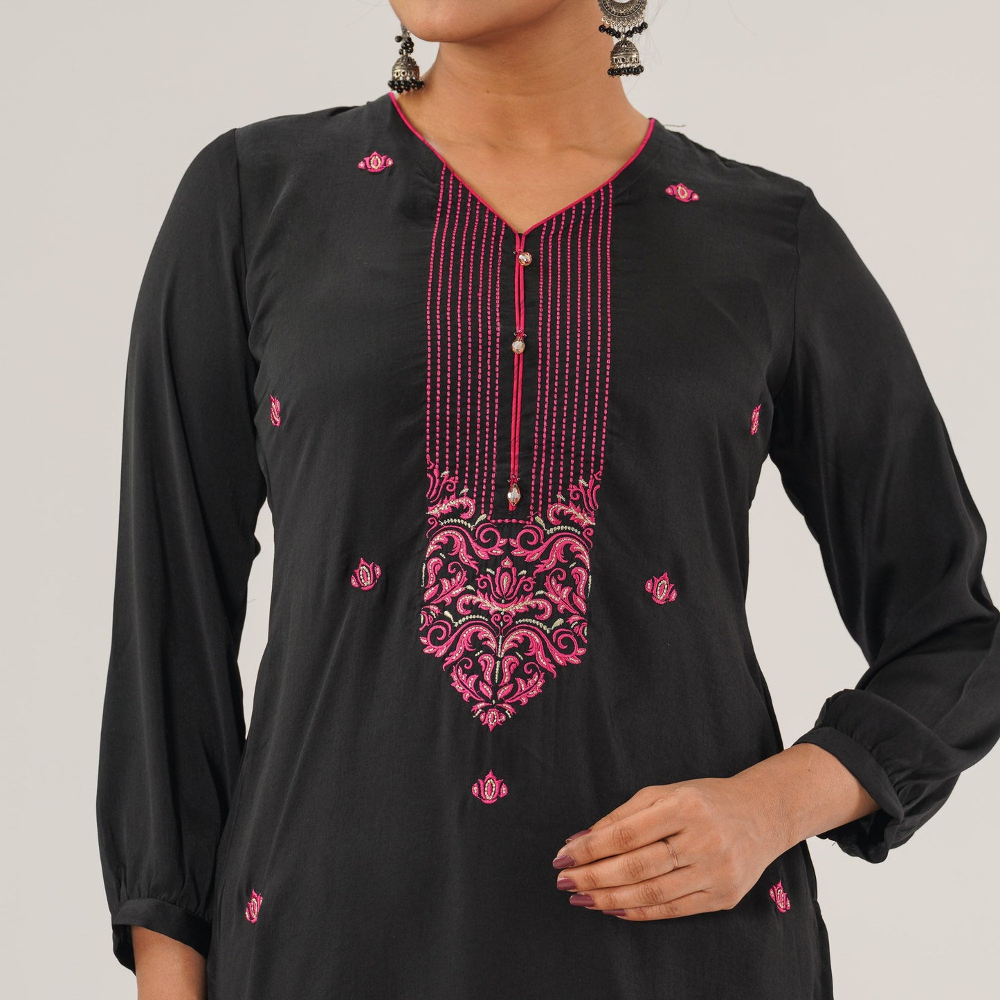 Womens Pink Black Salwar Set