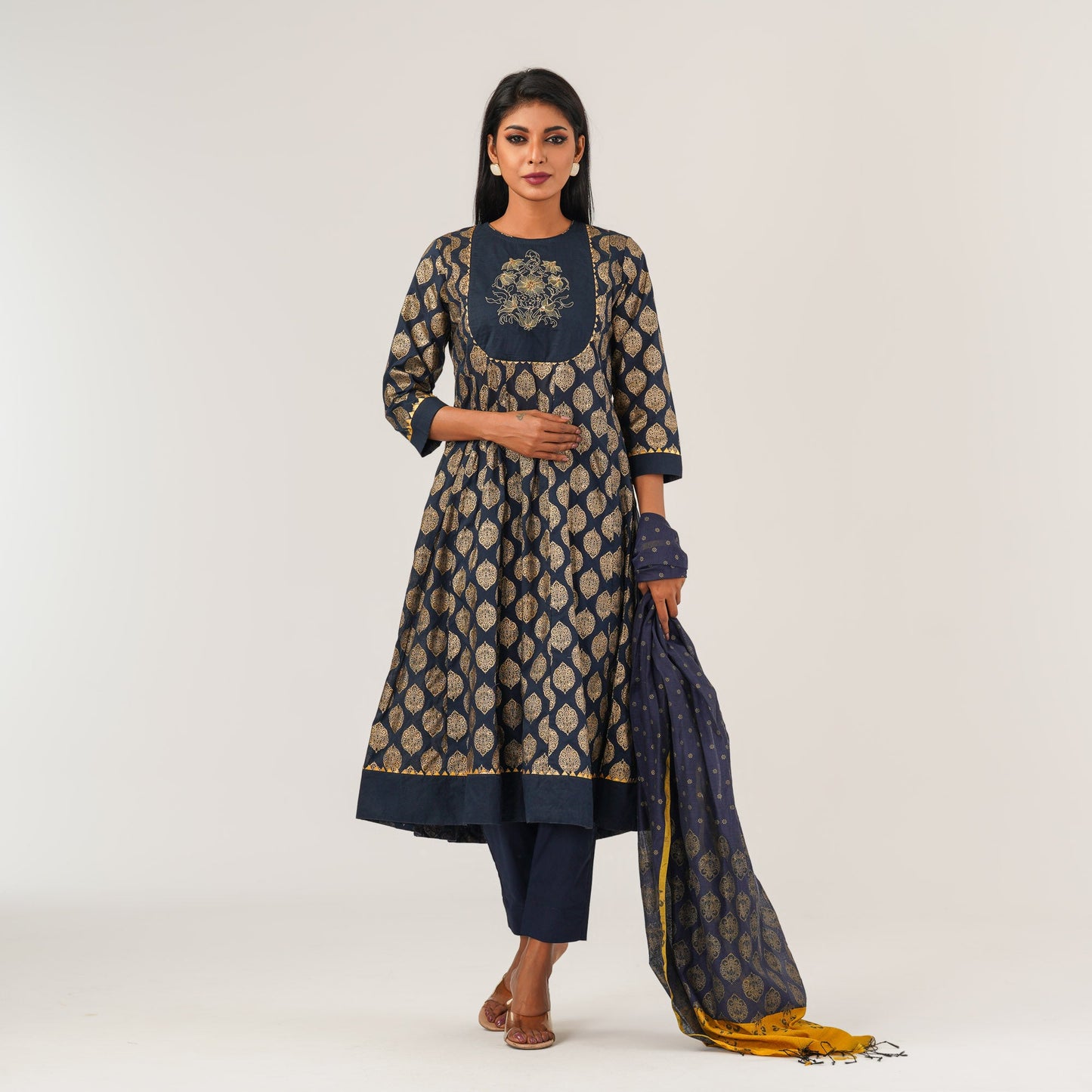 Womens Navy Ethnic 3 PcsSet