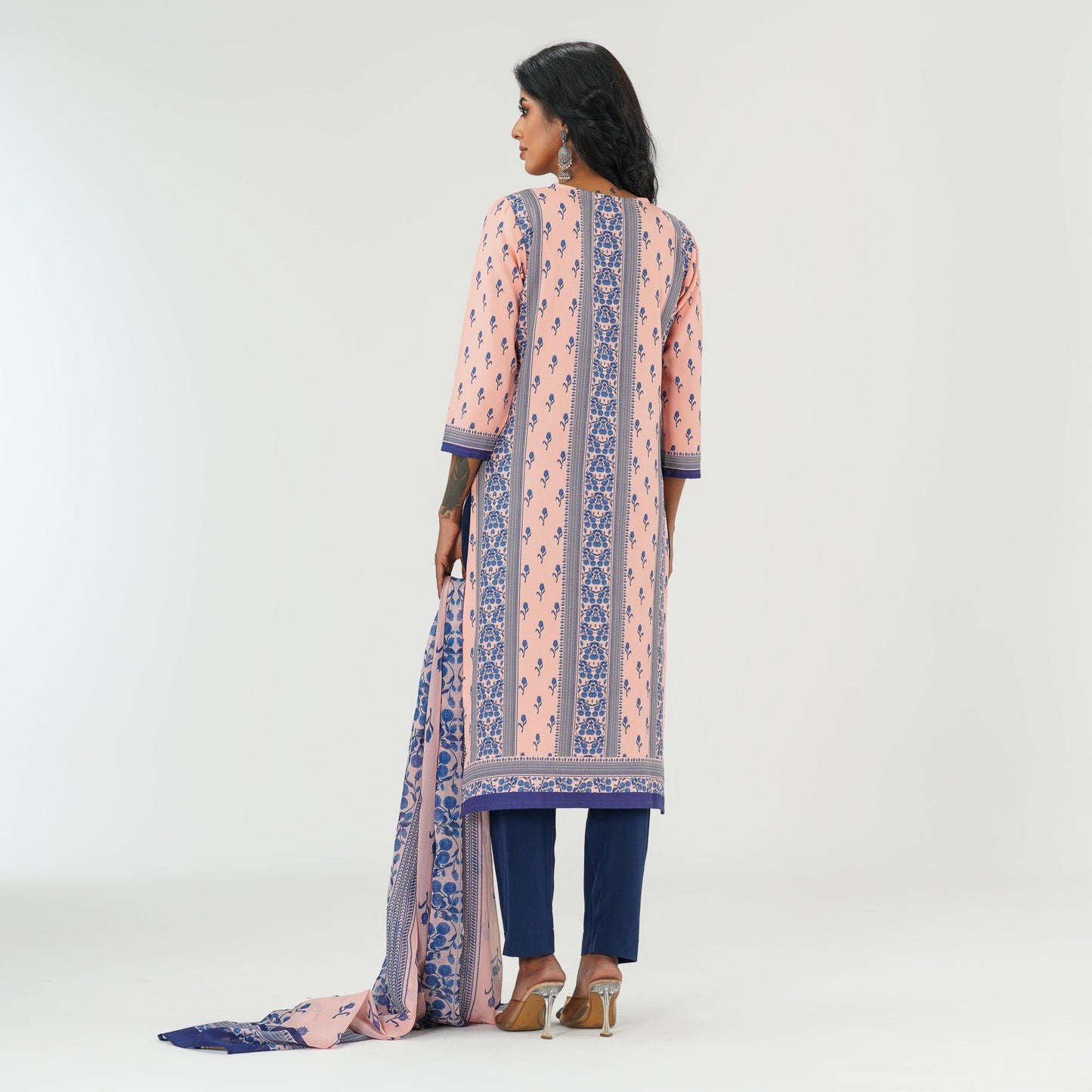 Womens Peach Blue Three Piece Set